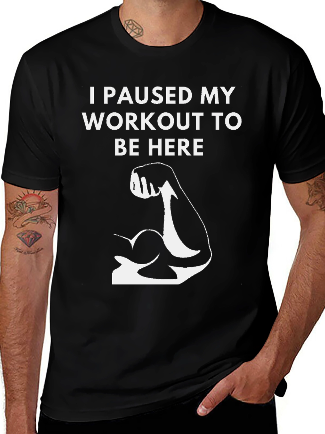 Workout Pause Black Graphic T-Shirt