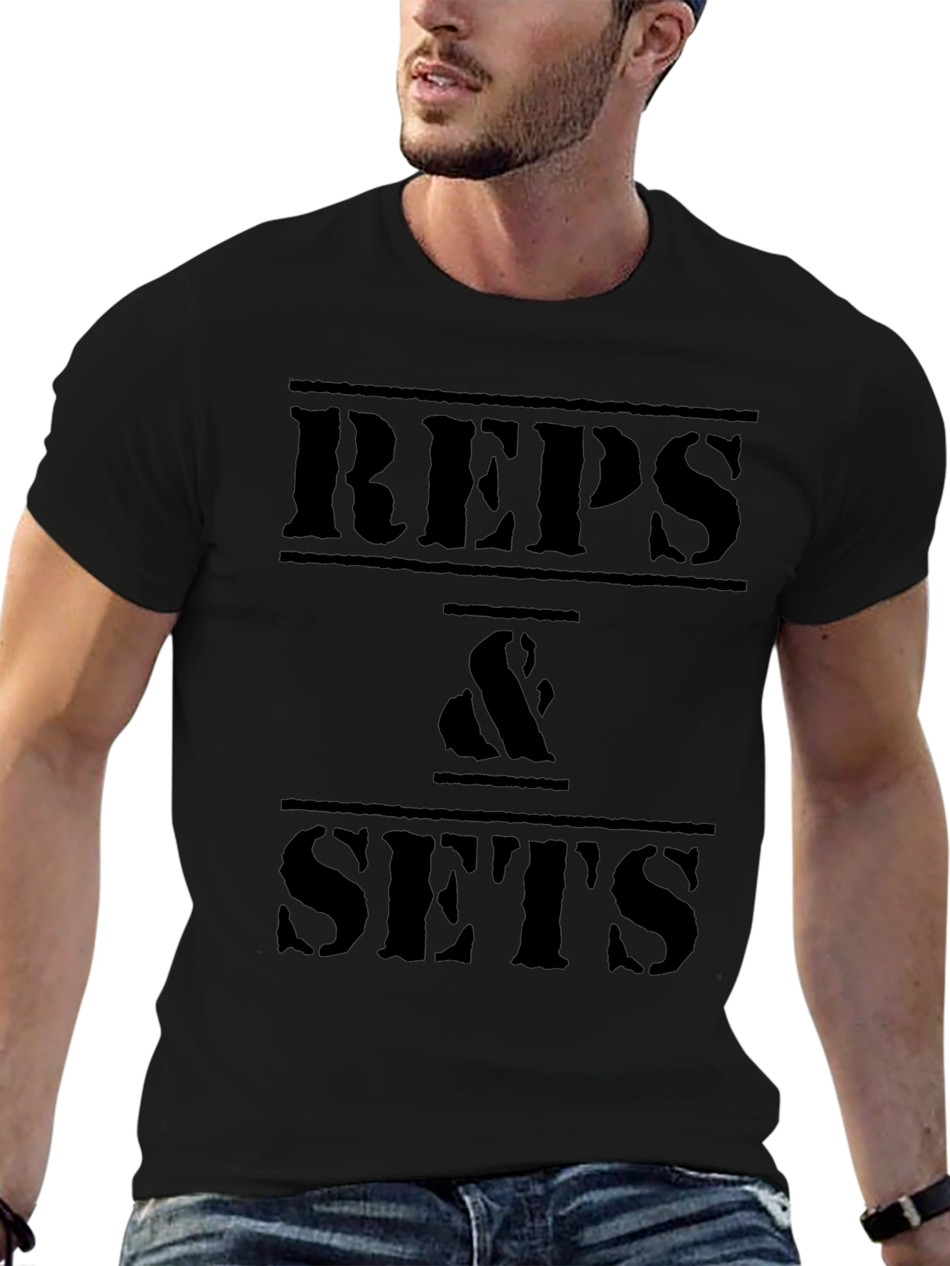 Reps & Sets Black Graphic T-Shirt