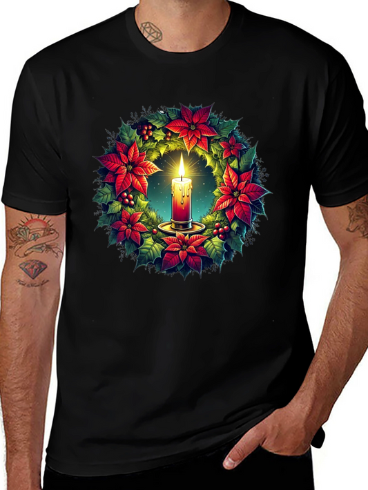 Festive Candle Wreath Graphic Tee