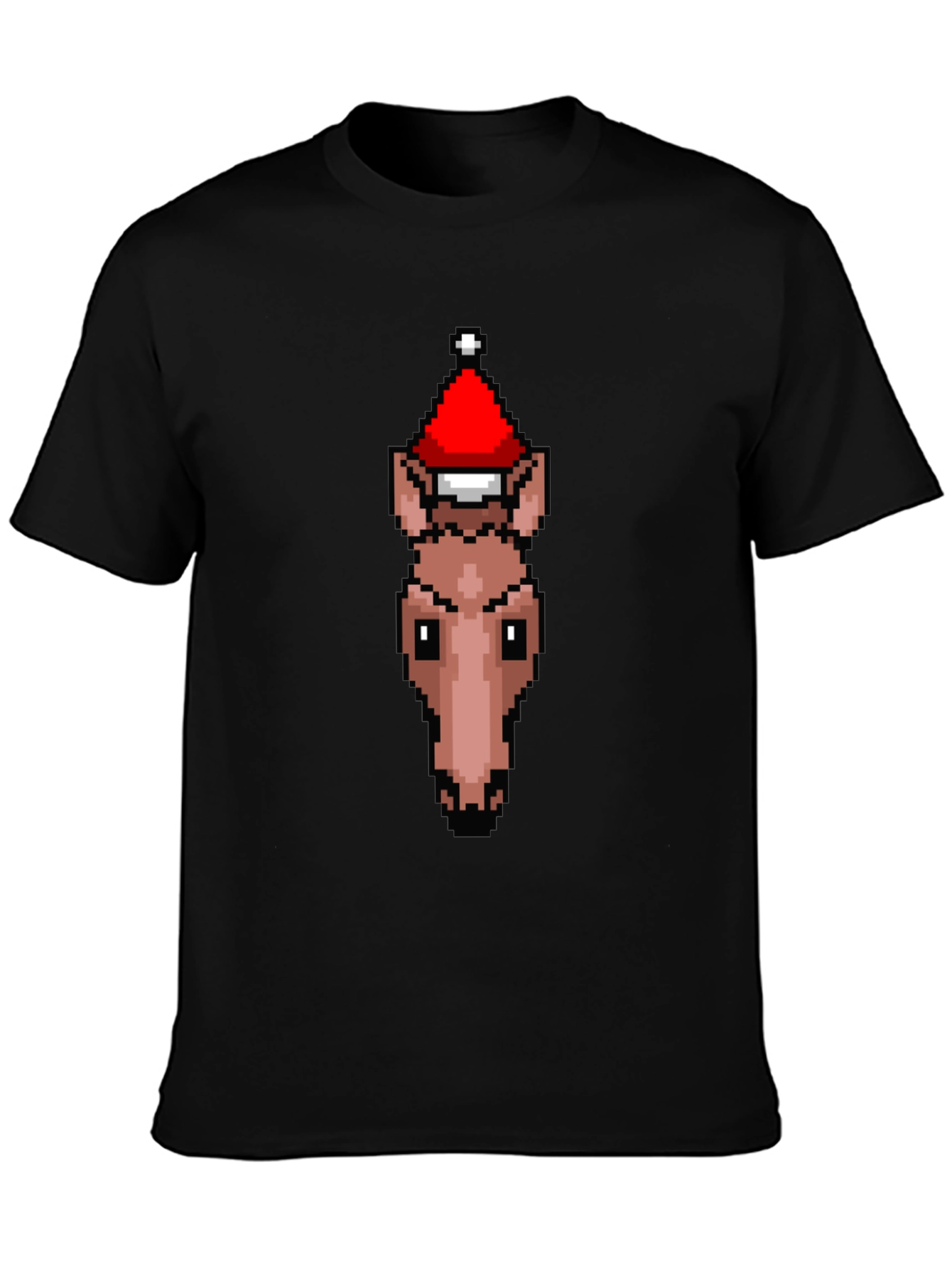 Pixel Art Horse Santa Hat T-Shirt
