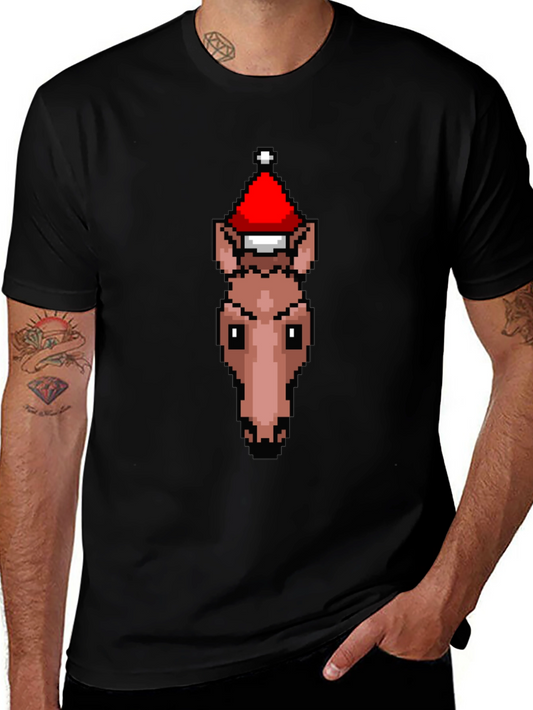 Pixel Art Horse Santa Hat T-Shirt