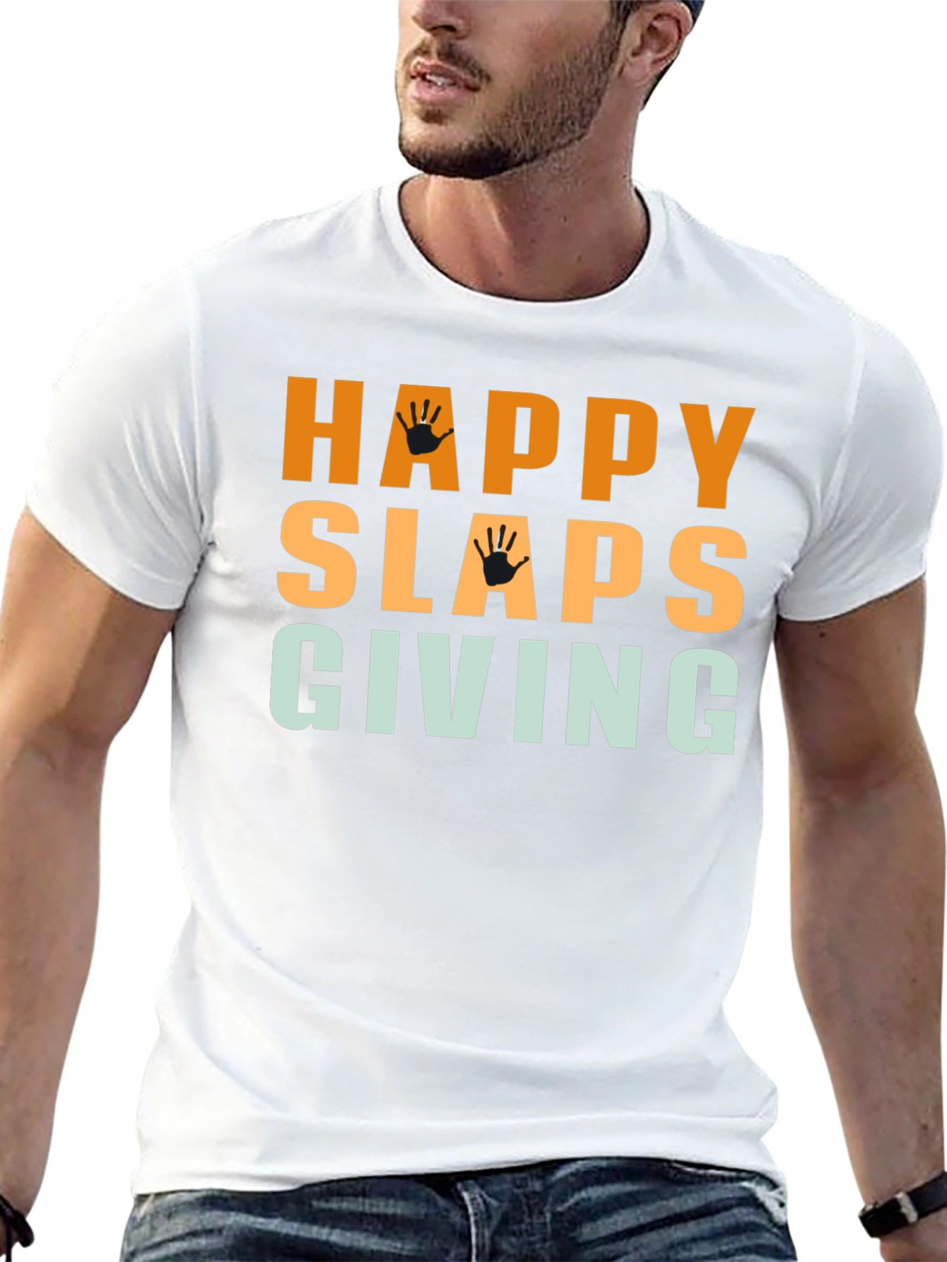 Happy Slaps Giving Black T-Shirt