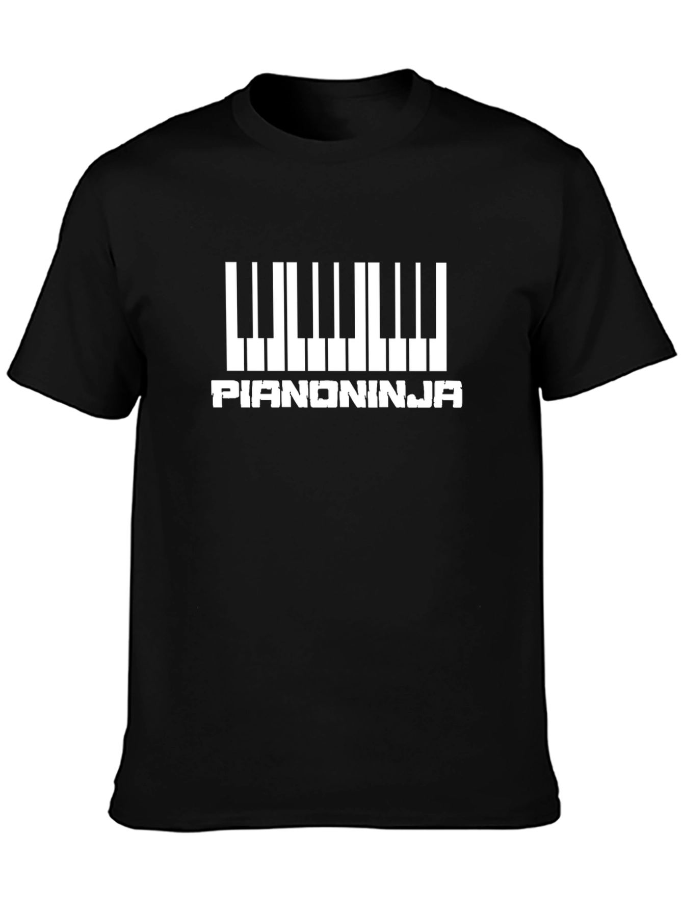 Piano Ninja Graphic Tee - Black Cotton T-Shirt