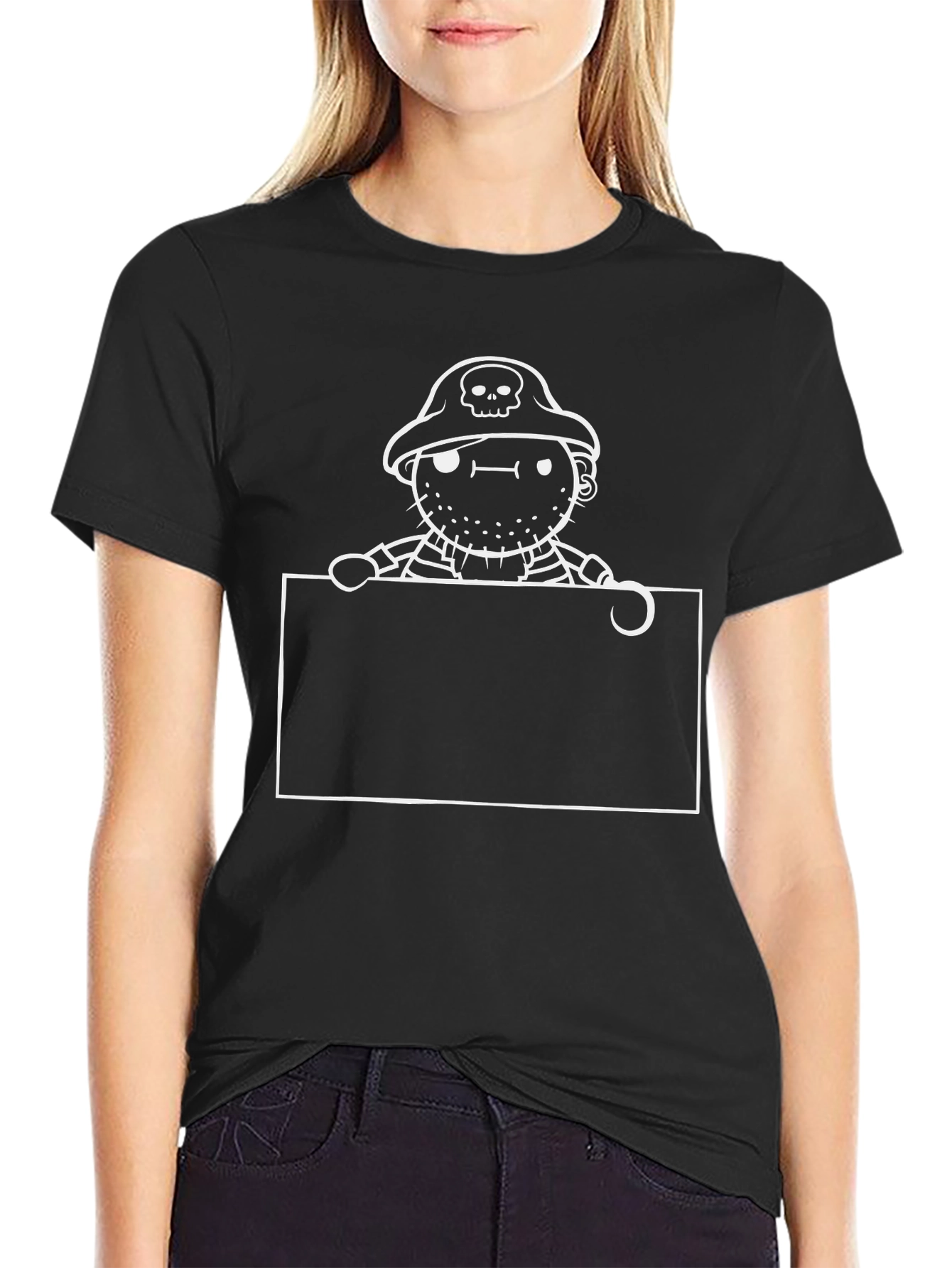 Pirate Cartoon Graphic Black T-Shirt