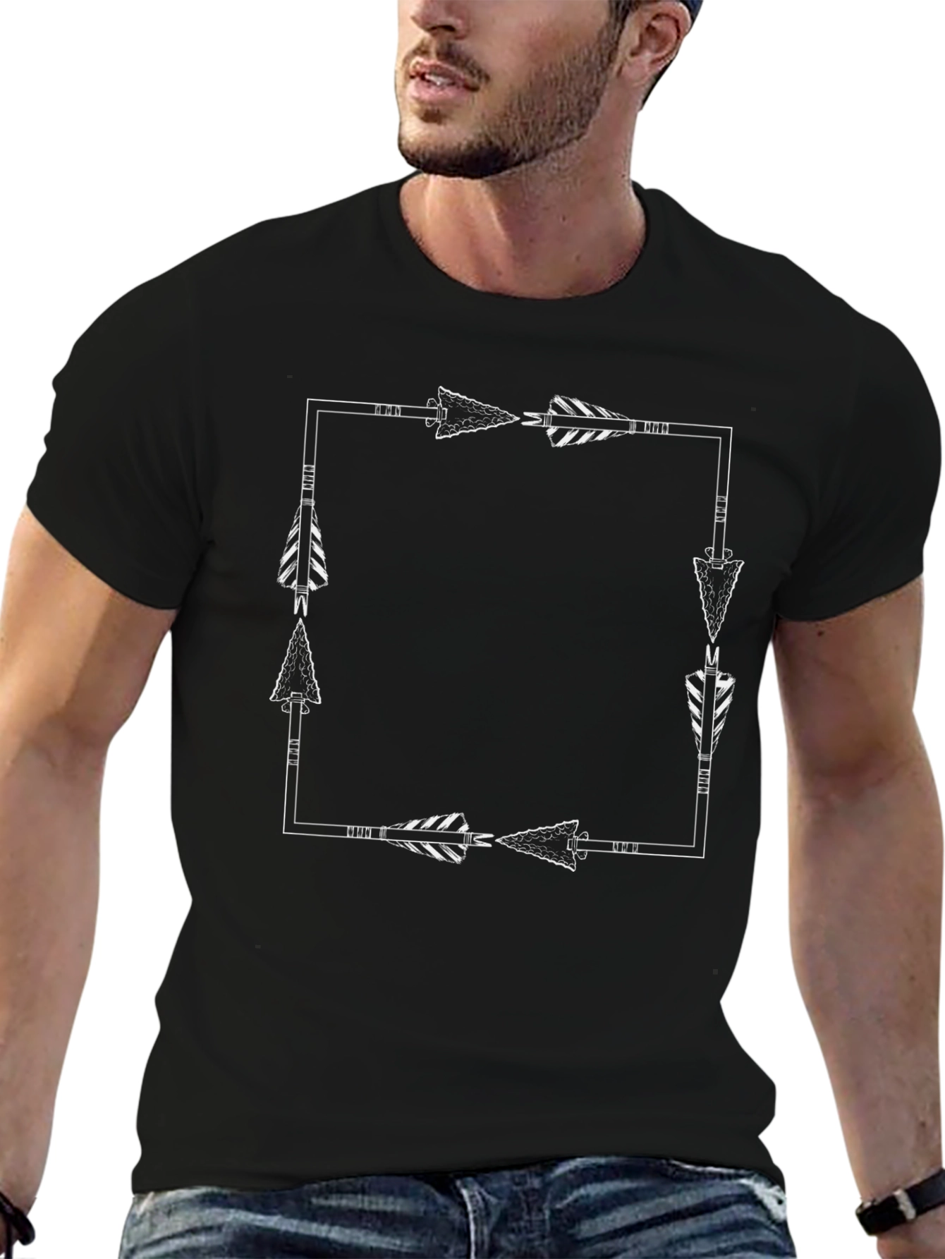 Arrow Frame Graphic Tee - Black Casual Shirt