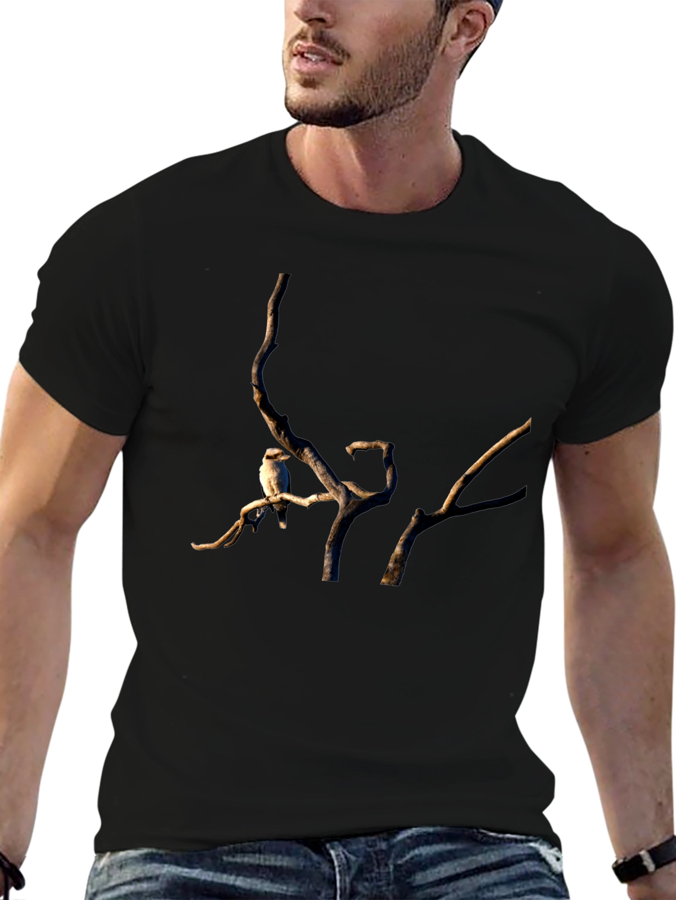 Kookaburra on Branch Black T-Shirt