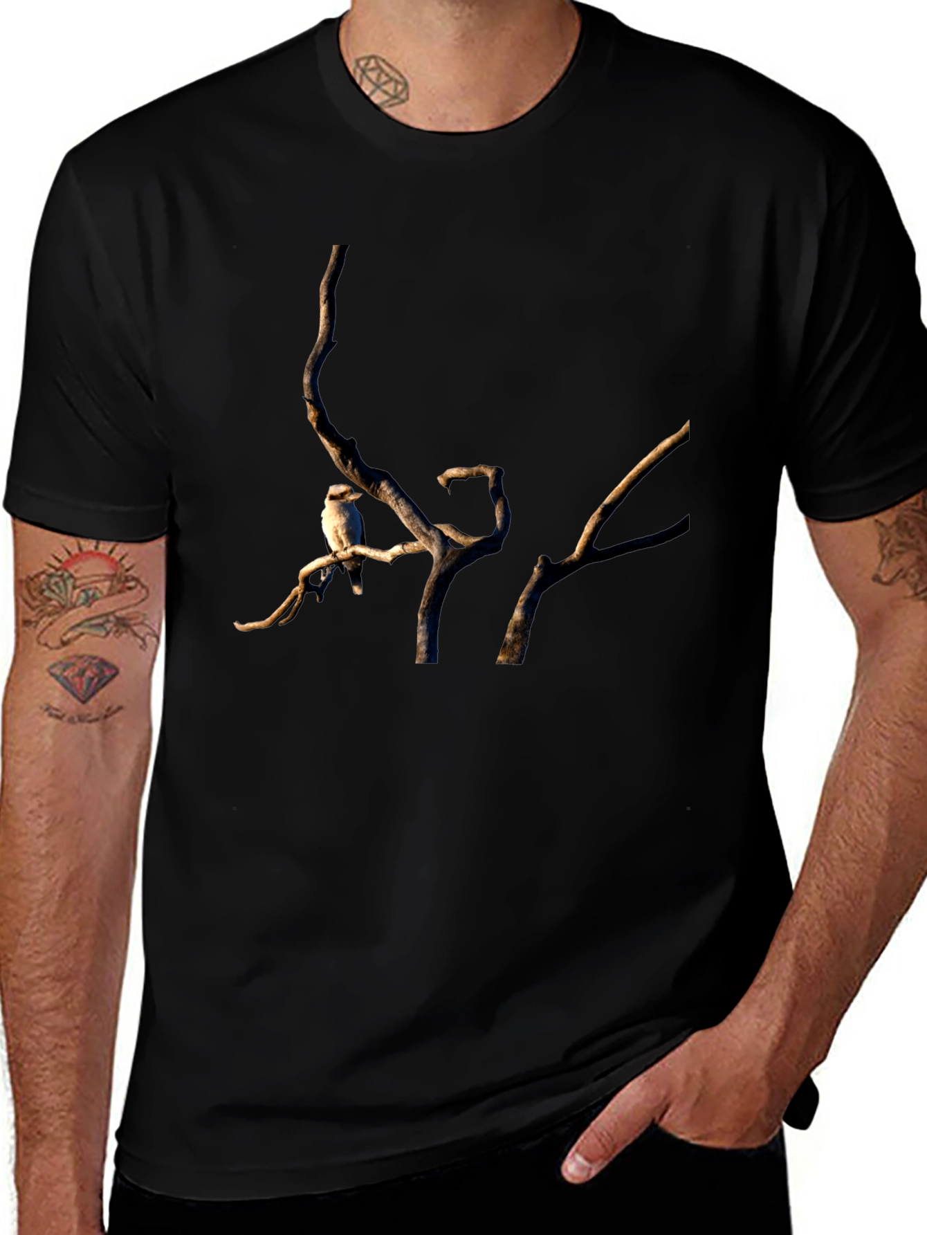 Kookaburra on Branch Black T-Shirt