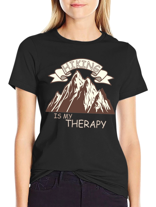Hiking is My Therapy Graphic Tee - Black