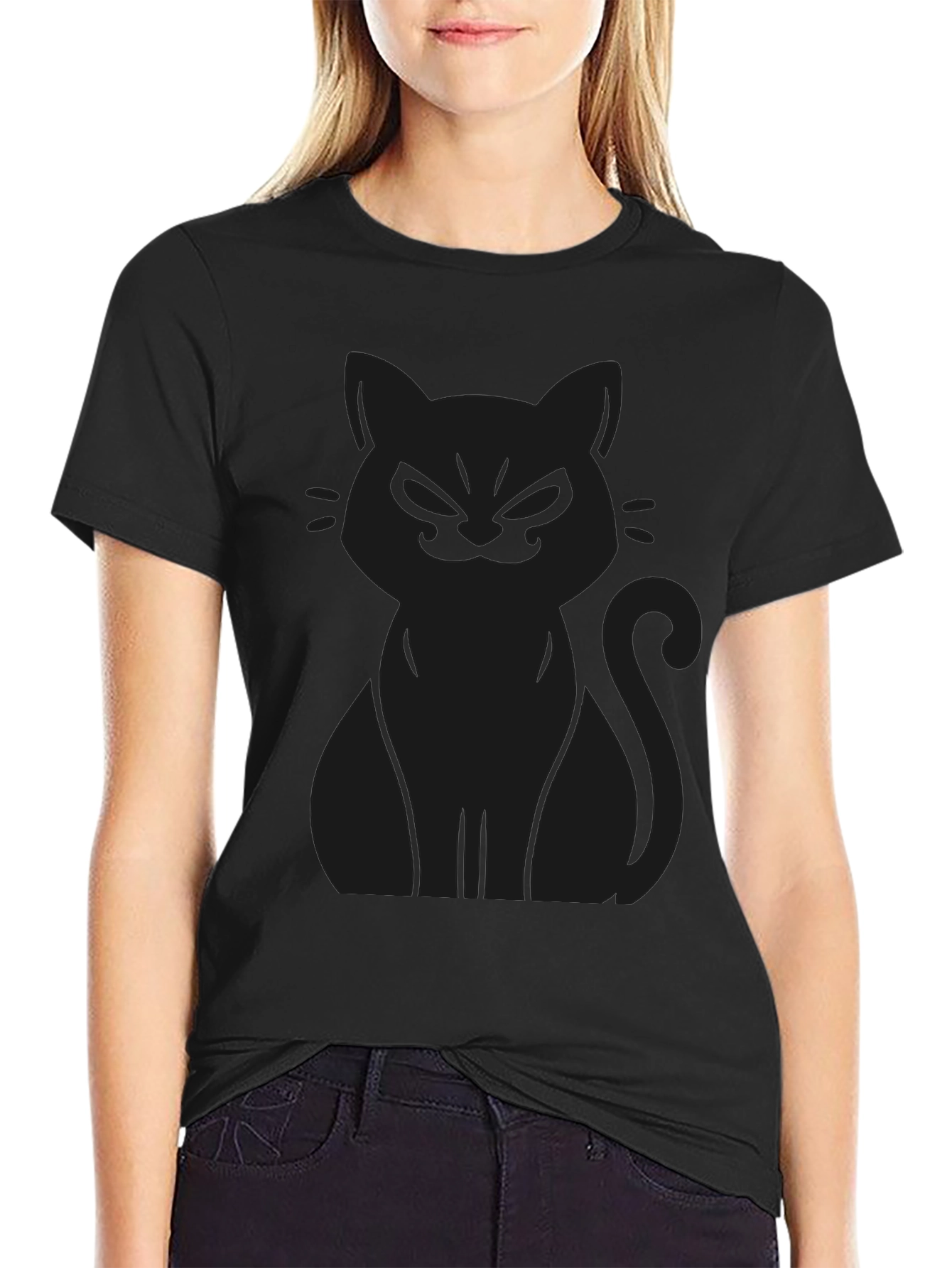 Mens Black Cat Graphic Tee - Soft Cotton Blend