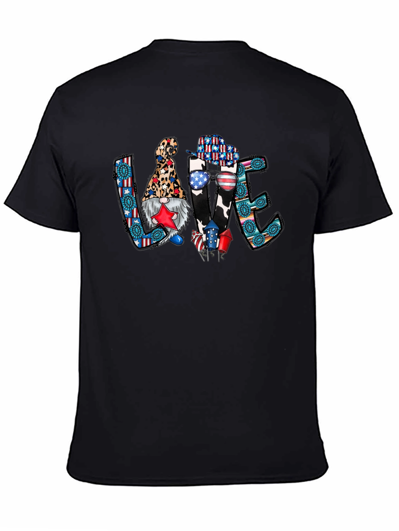 Patriotic LOVE T-Shirt - Gnome & Western Style