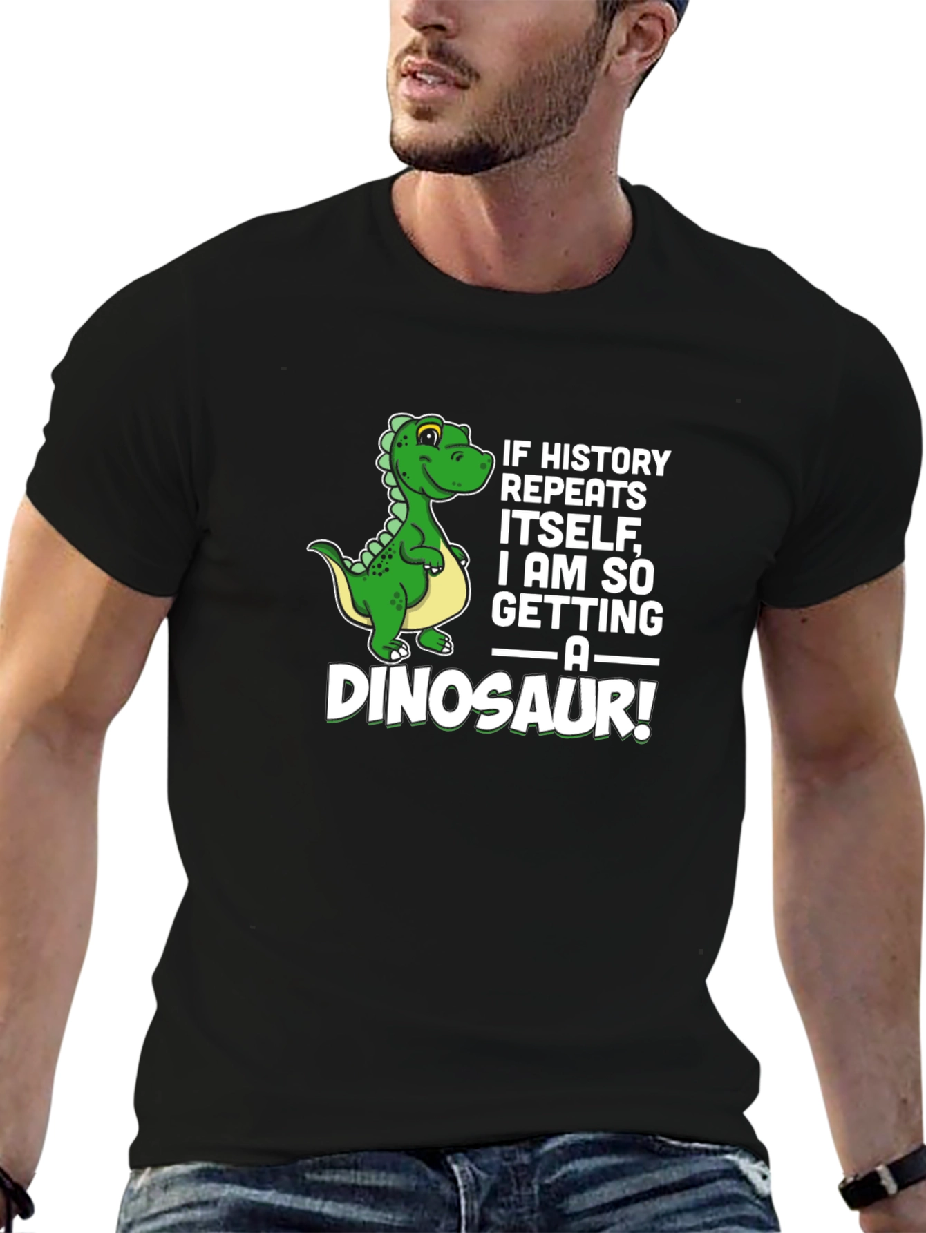 Funny Dinosaur Graphic T-Shirt - History Repeats