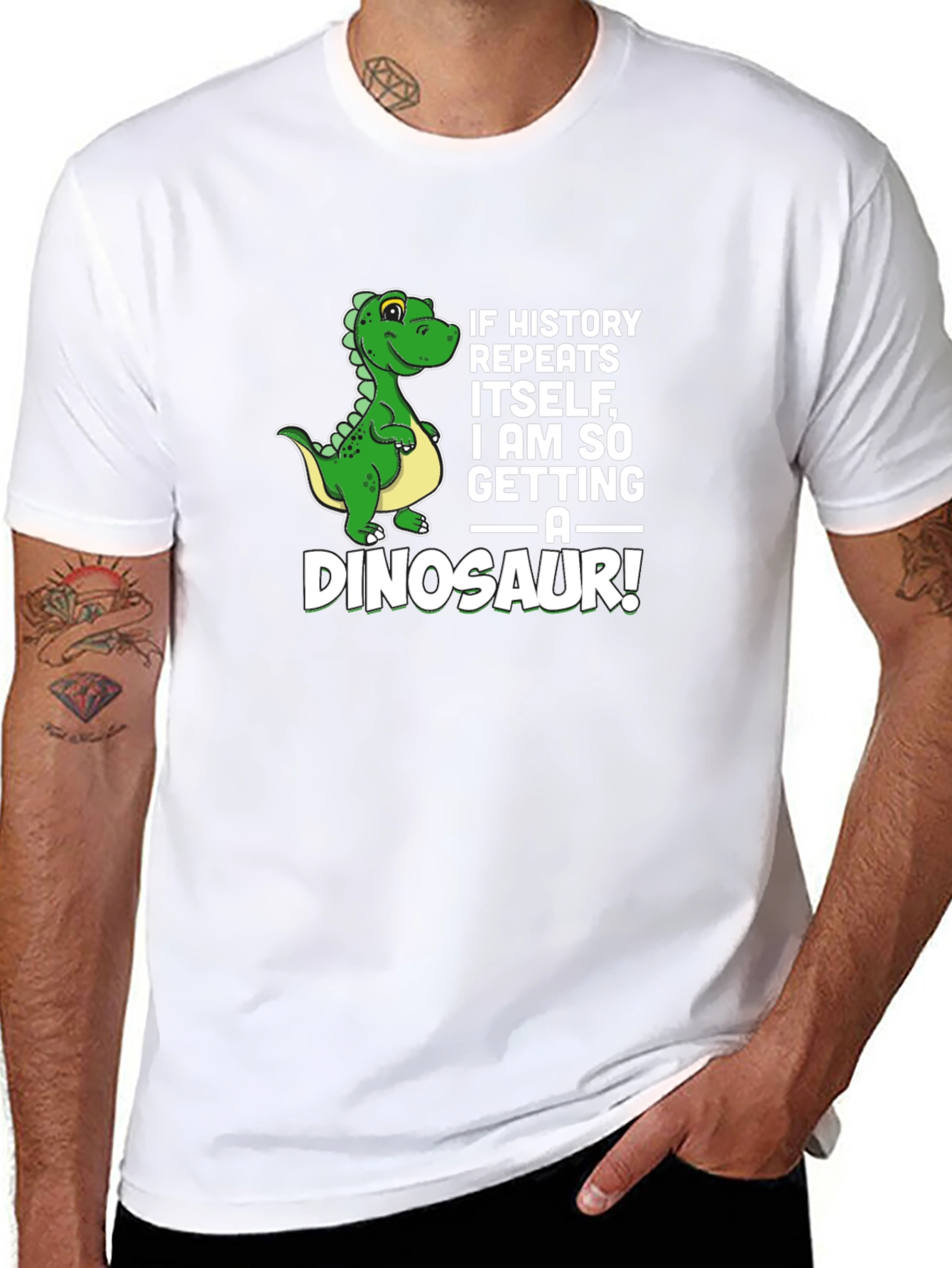 Funny Dinosaur Graphic T-Shirt - History Repeats