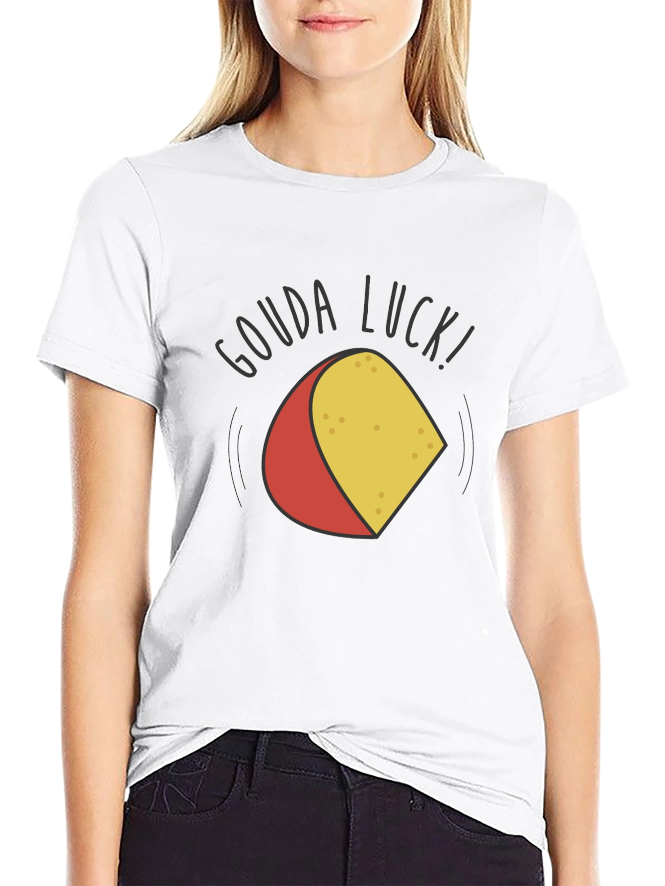 Gouda Luck Funny Cheese Pun Black T-Shirt