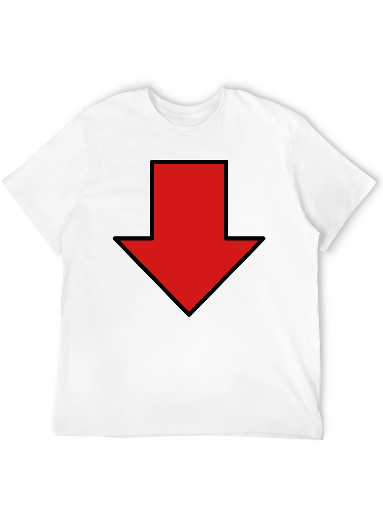 Red Down Arrow Graphic Print Black T-Shirt