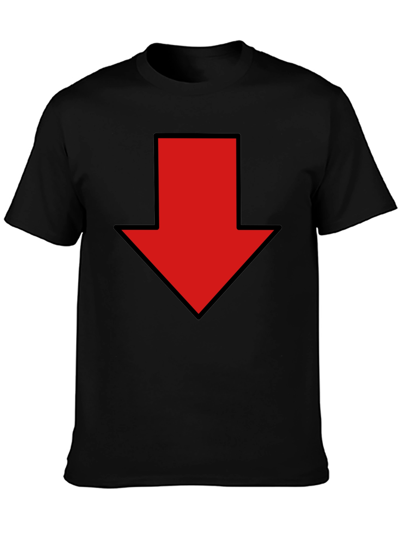 Red Down Arrow Graphic Print Black T-Shirt