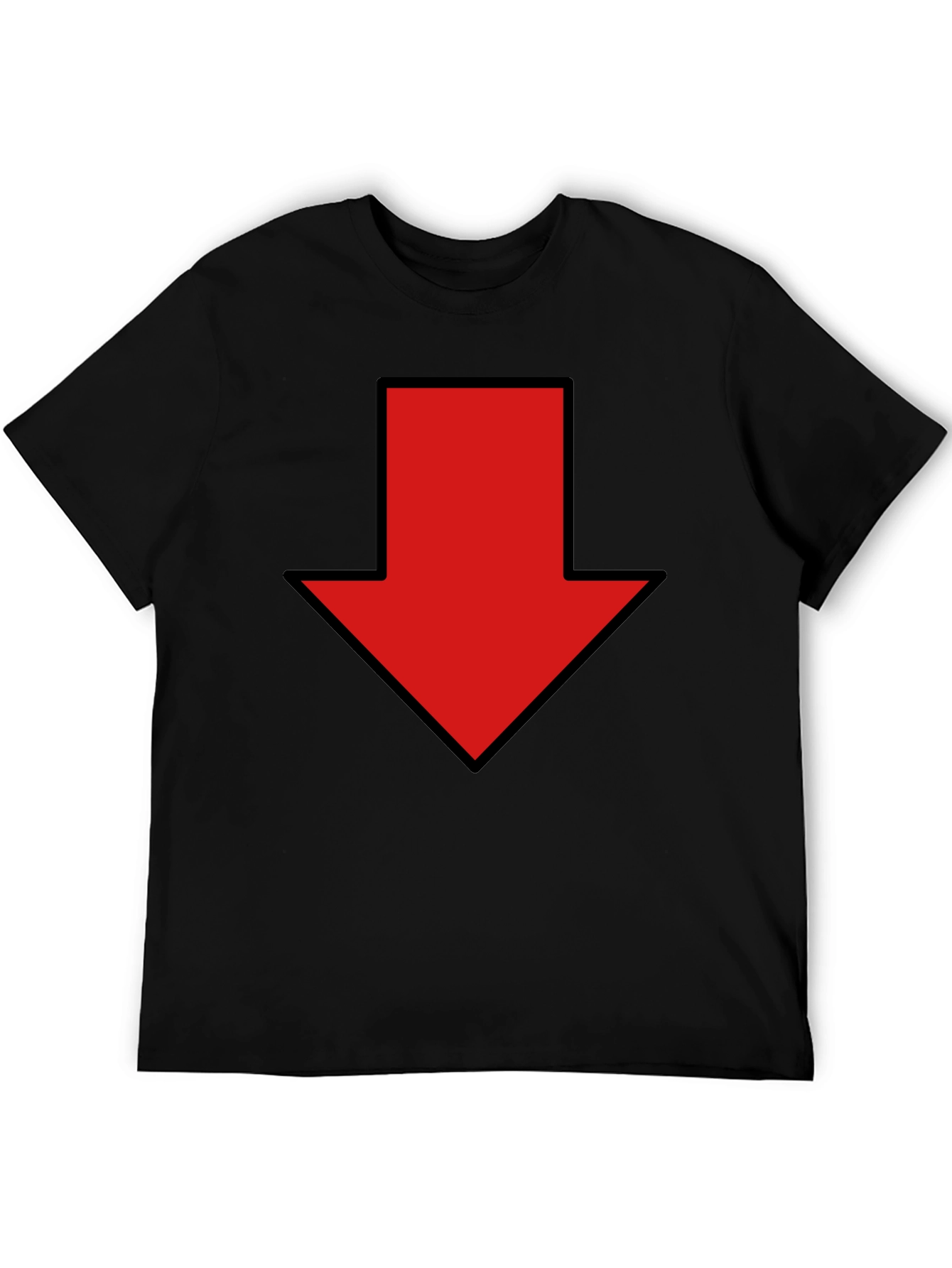 Red Down Arrow Graphic Print Black T-Shirt