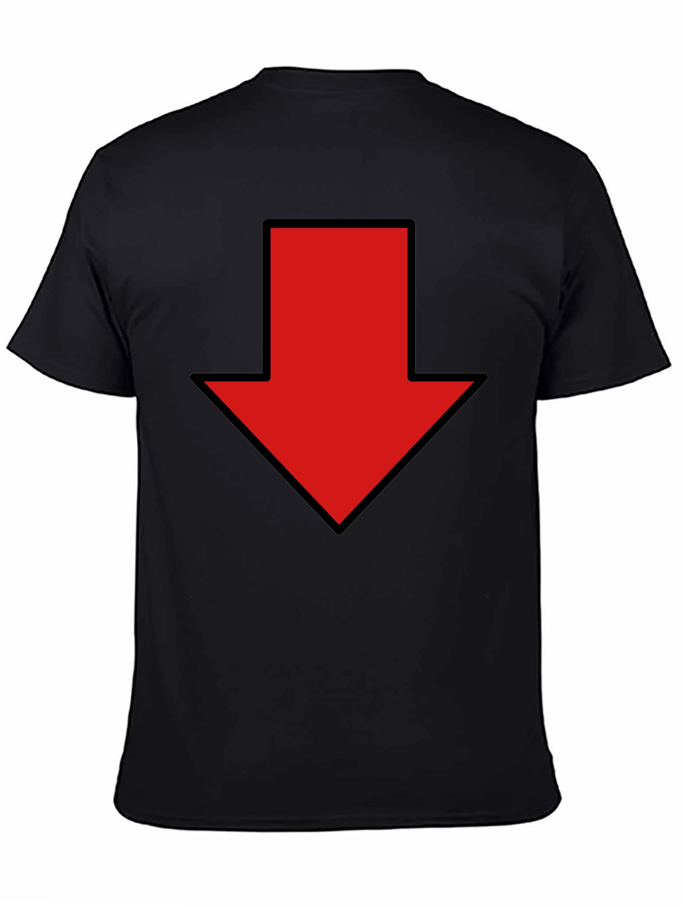 Red Down Arrow Graphic Print Black T-Shirt