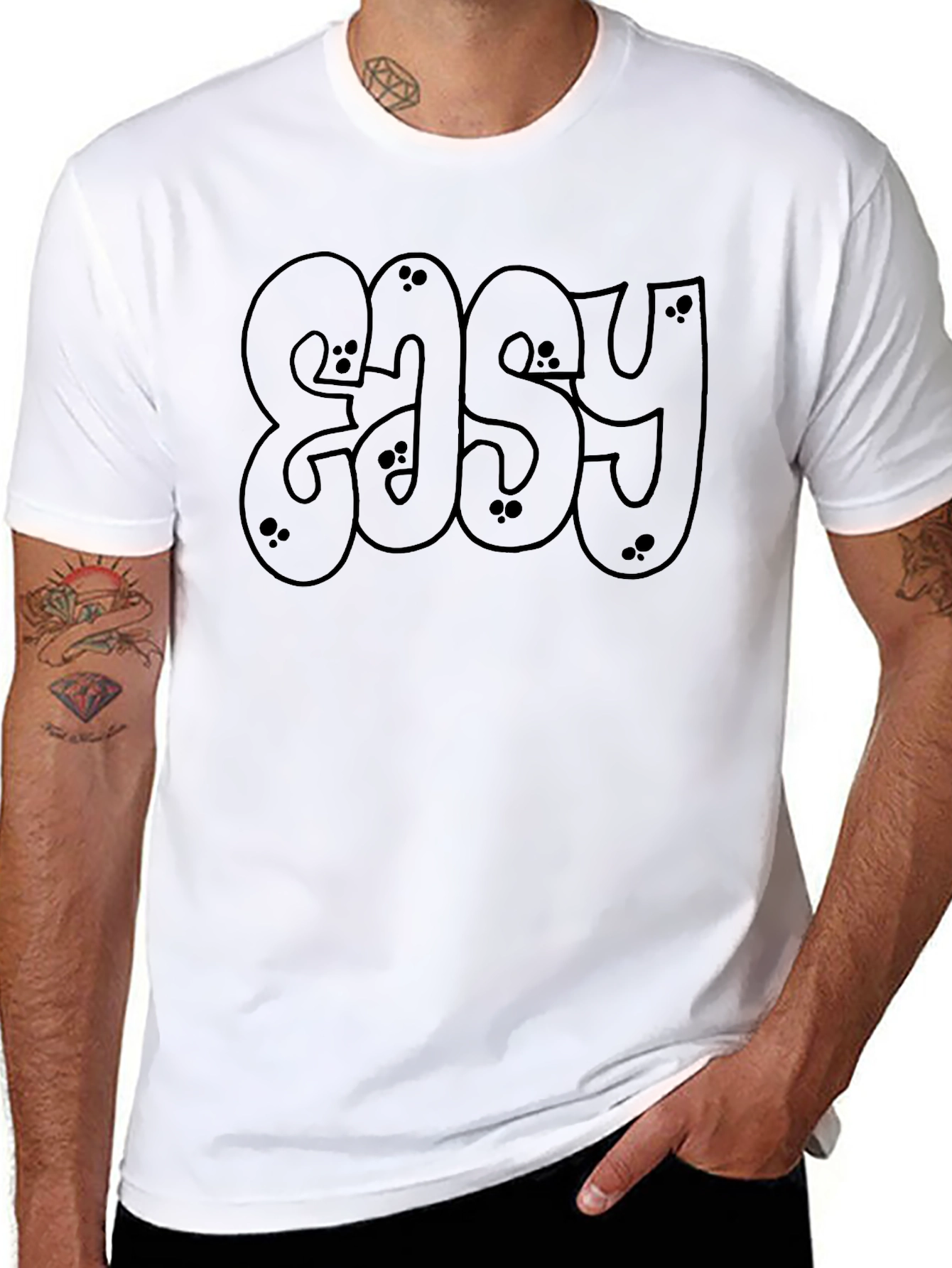 Easy Tee - Black Graphic Crew Neck T-Shirt