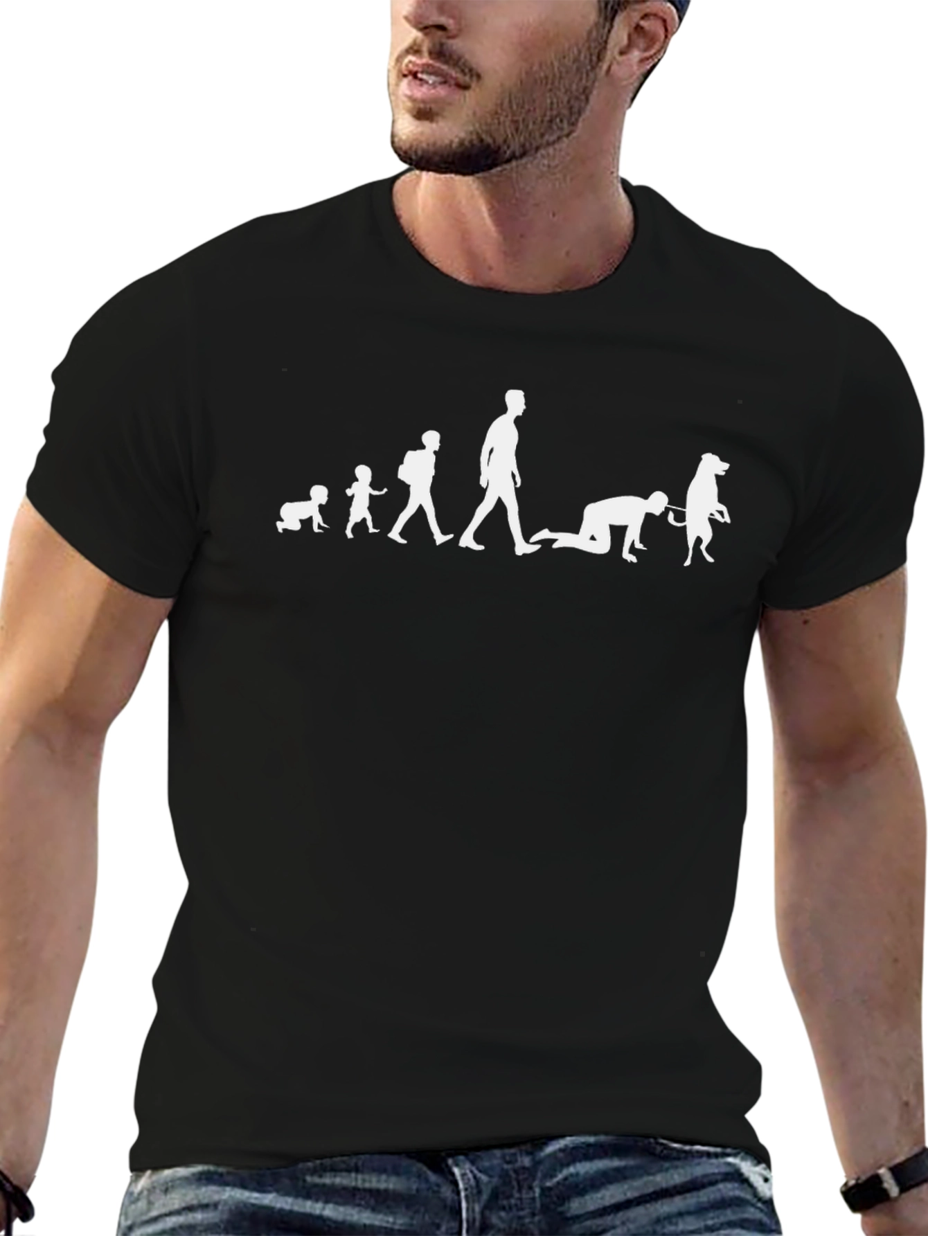 Evolution of Man Dog Lover Black T-Shirt