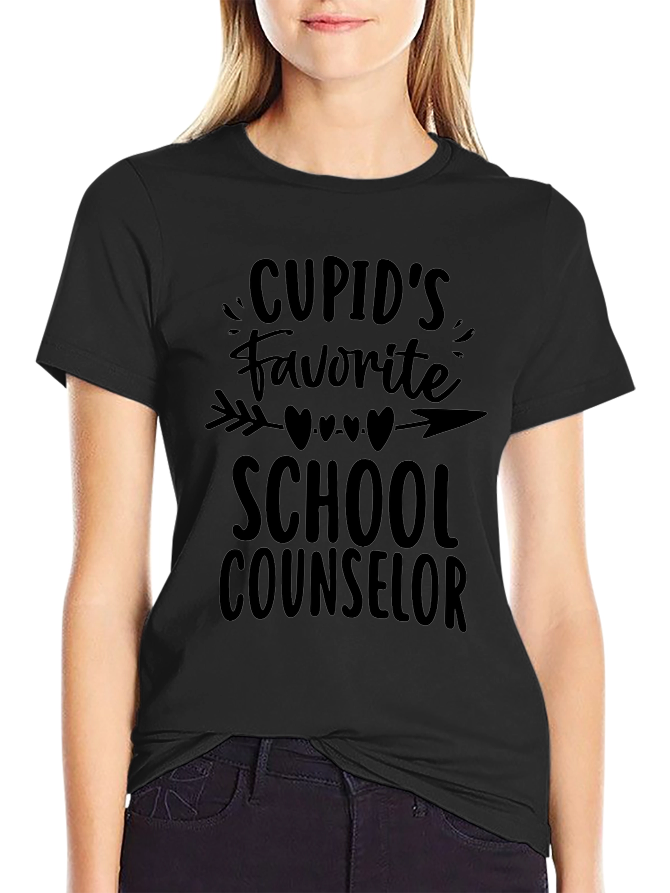 Cupids Favorite School Counselor Black T-Shirt