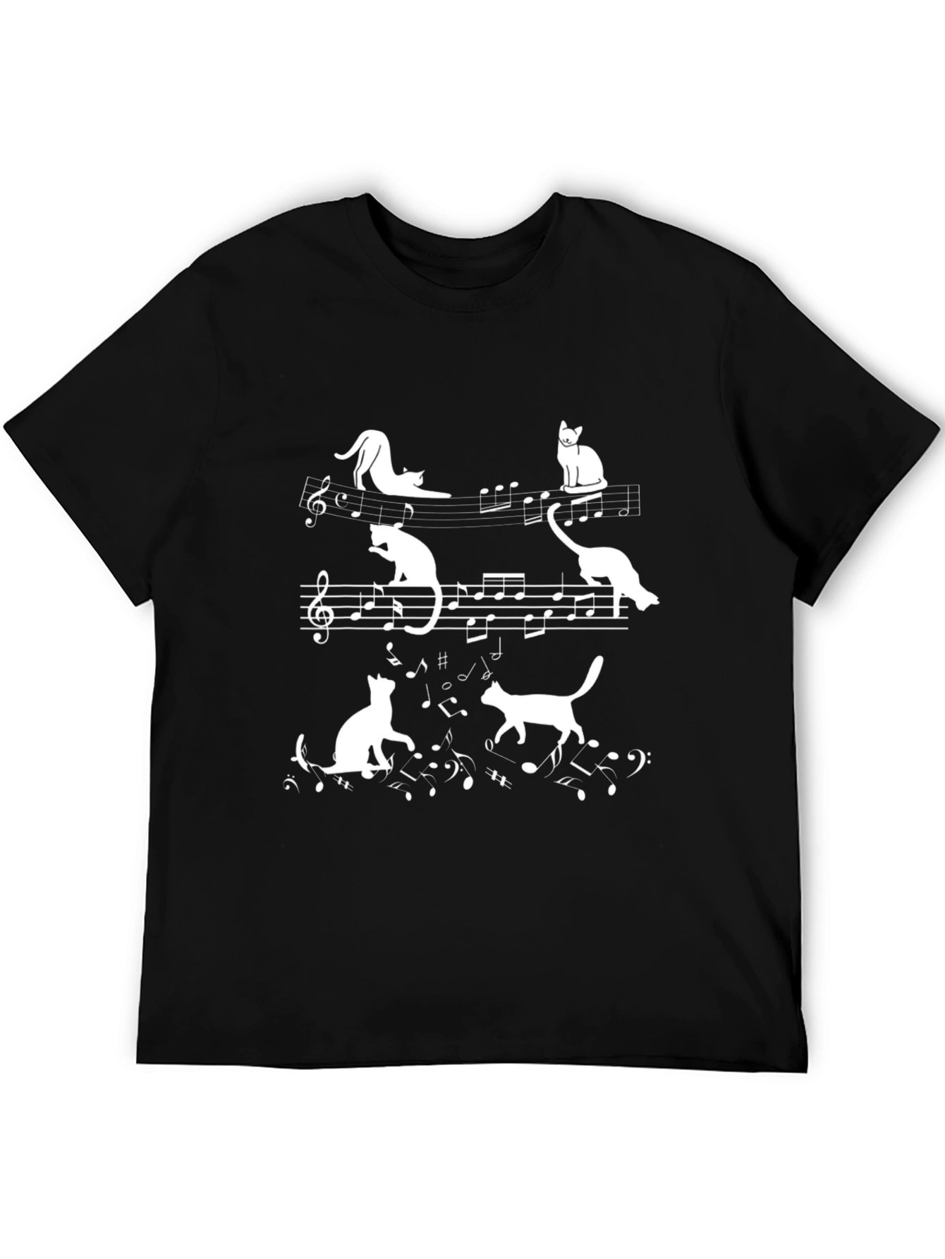 Cat Music Notes T-Shirt - Musician Kitten Tee