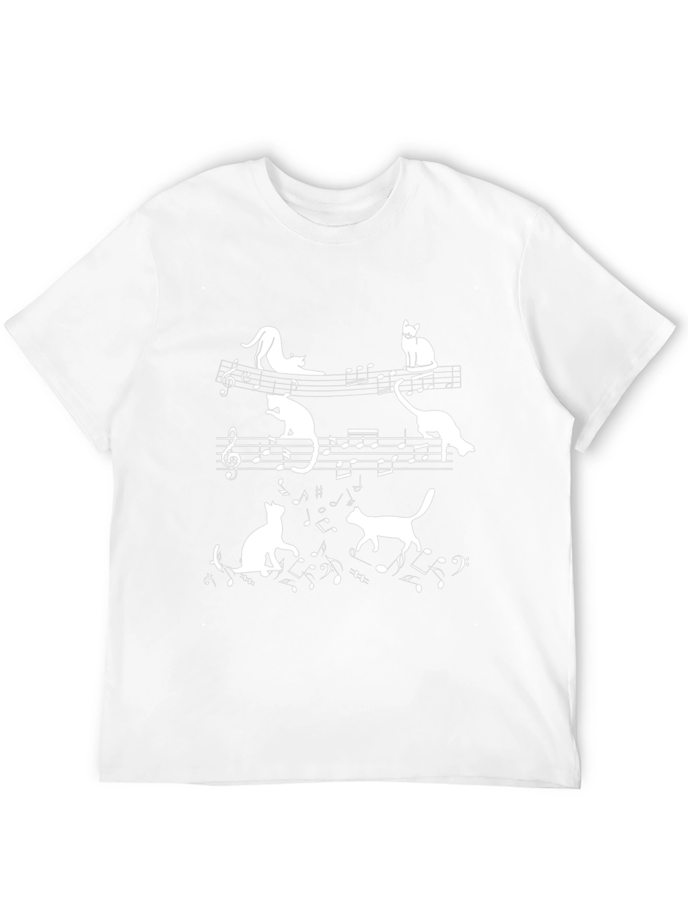 Cat Music Notes T-Shirt - Musician Kitten Tee