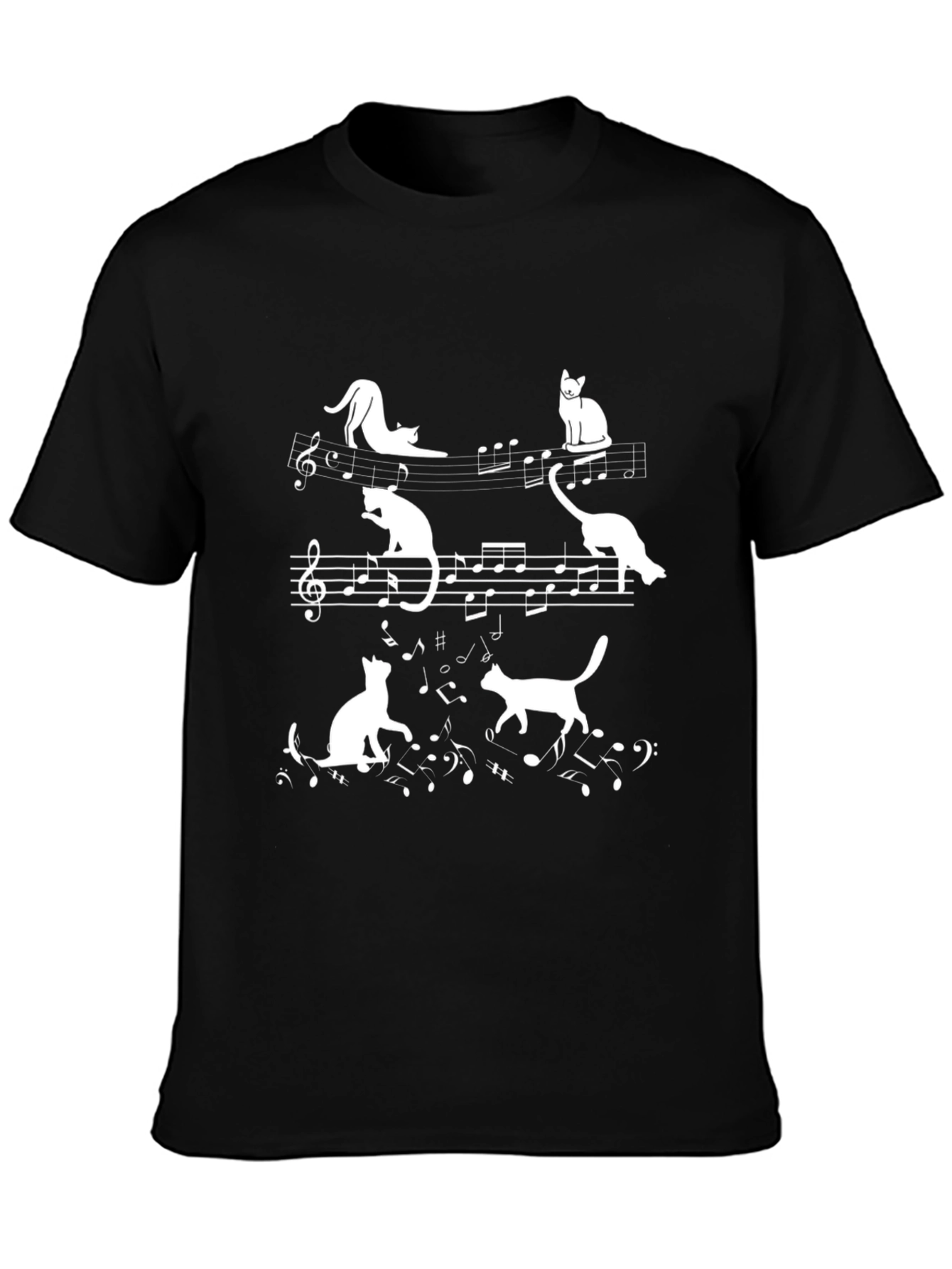Cat Music Notes T-Shirt - Musician Kitten Tee