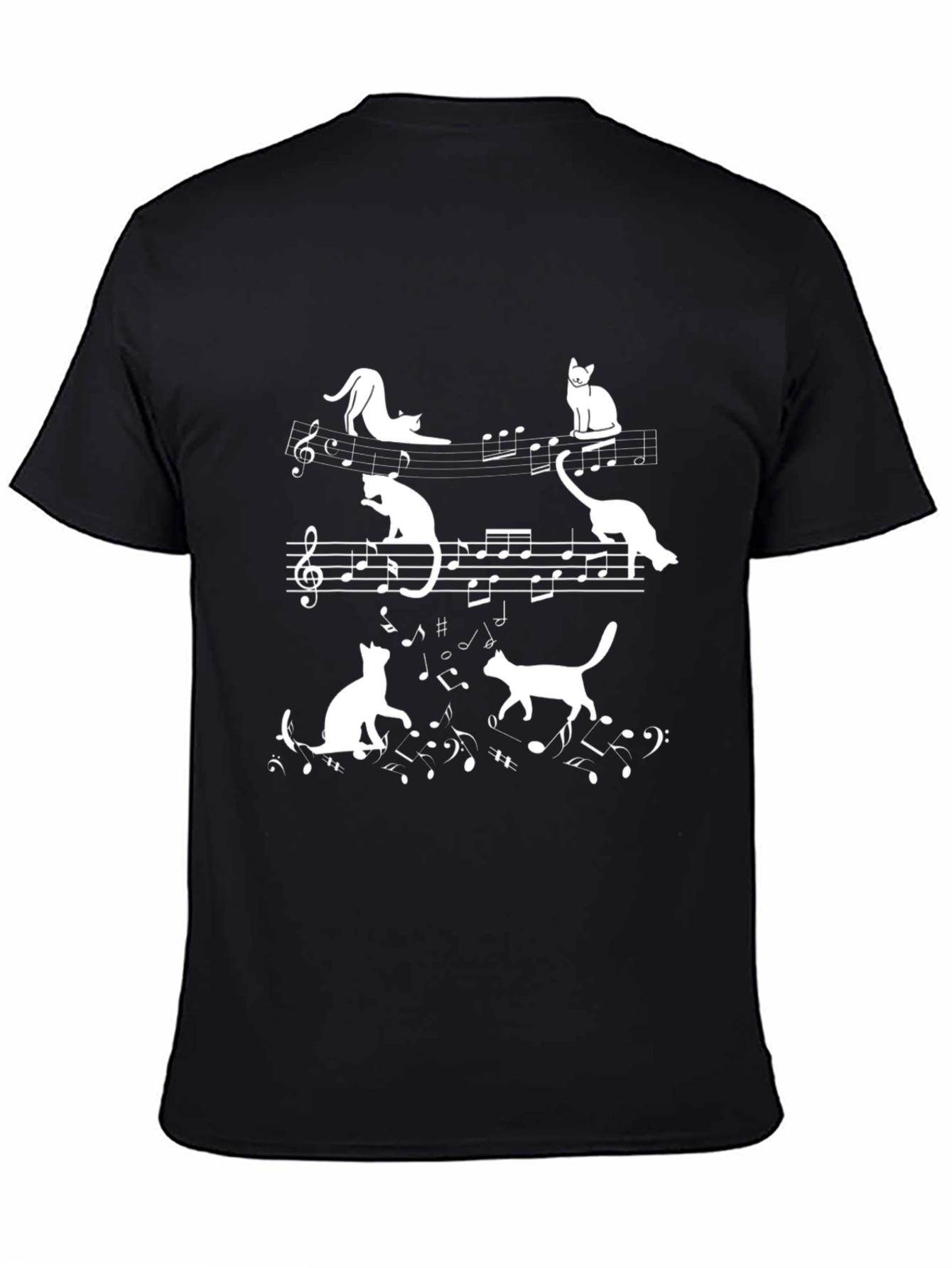 Cat Music Notes T-Shirt - Musician Kitten Tee