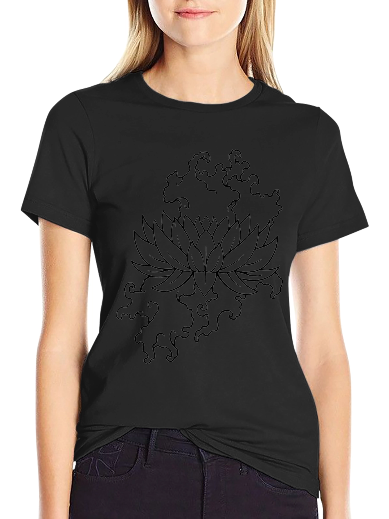 Black Lotus Graphic T-Shirt - Modern Design