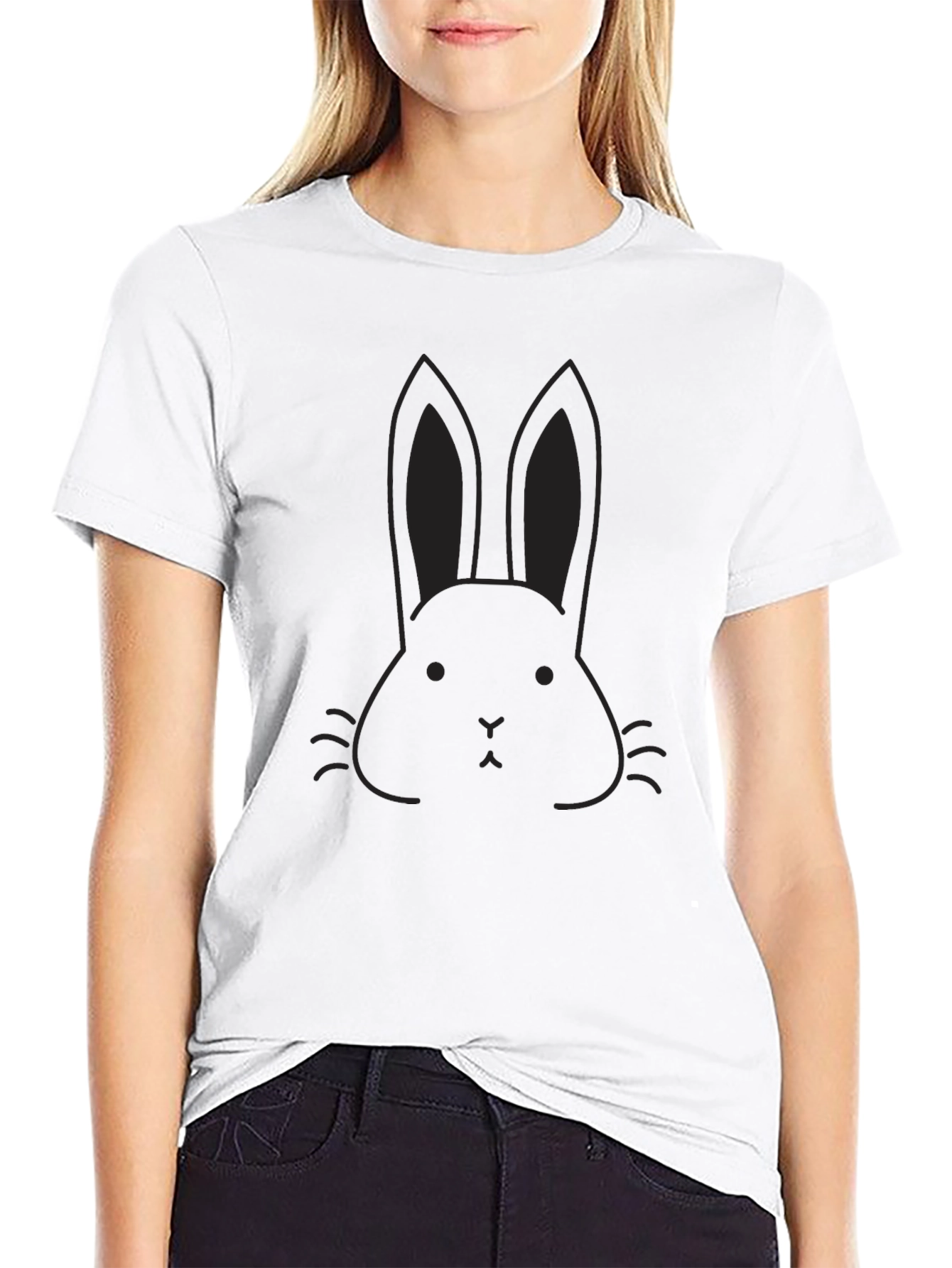 Mens Black T-Shirt - Bunny Rabbit Graphic Tee