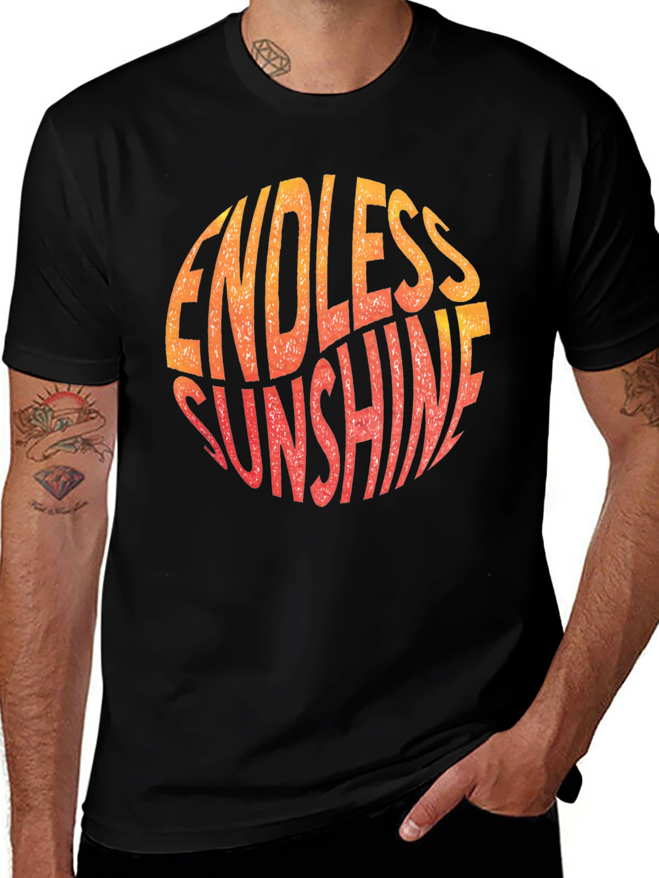 Endless Sunshine Graphic Print Black T-Shirt