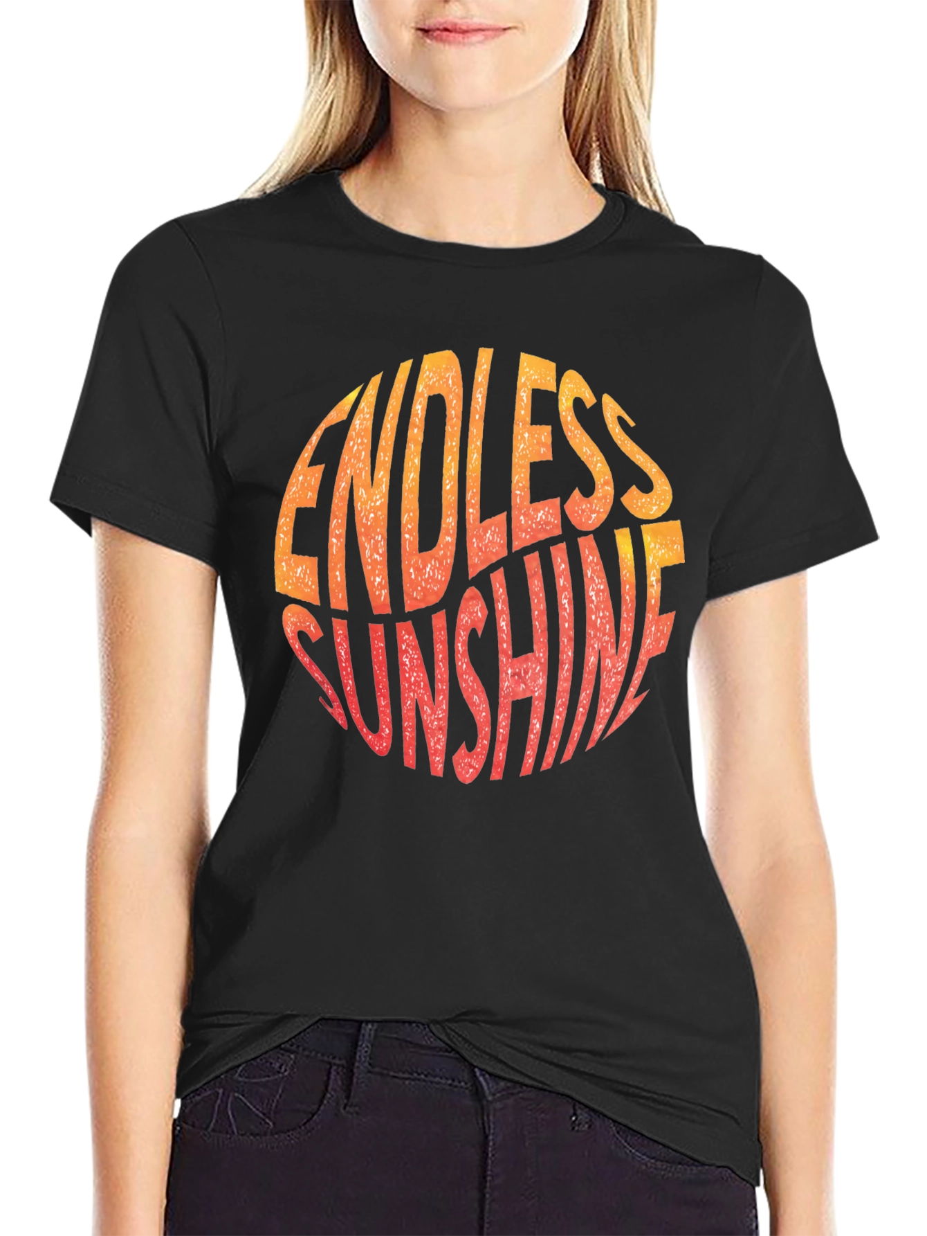 Endless Sunshine Graphic Print Black T-Shirt
