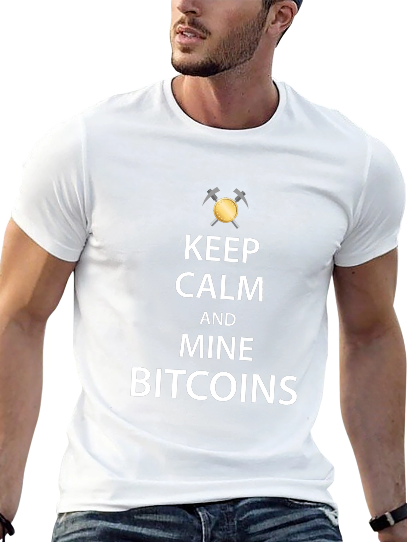 Keep Calm and Mine Bitcoins Black T-Shirt