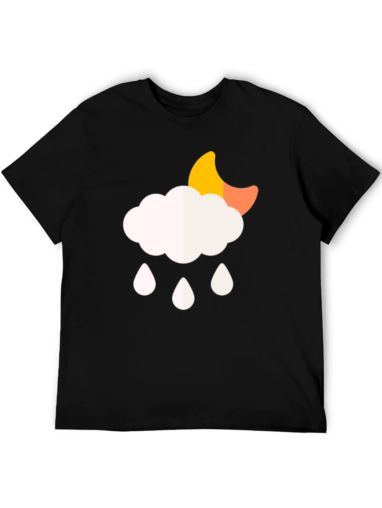 Cloud Rain Moon Graphic T-Shirt - Black