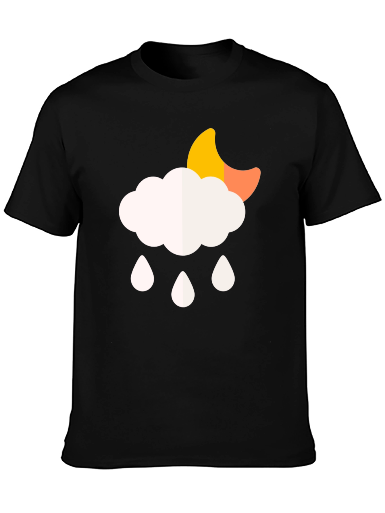 Cloud Rain Moon Graphic T-Shirt - Black