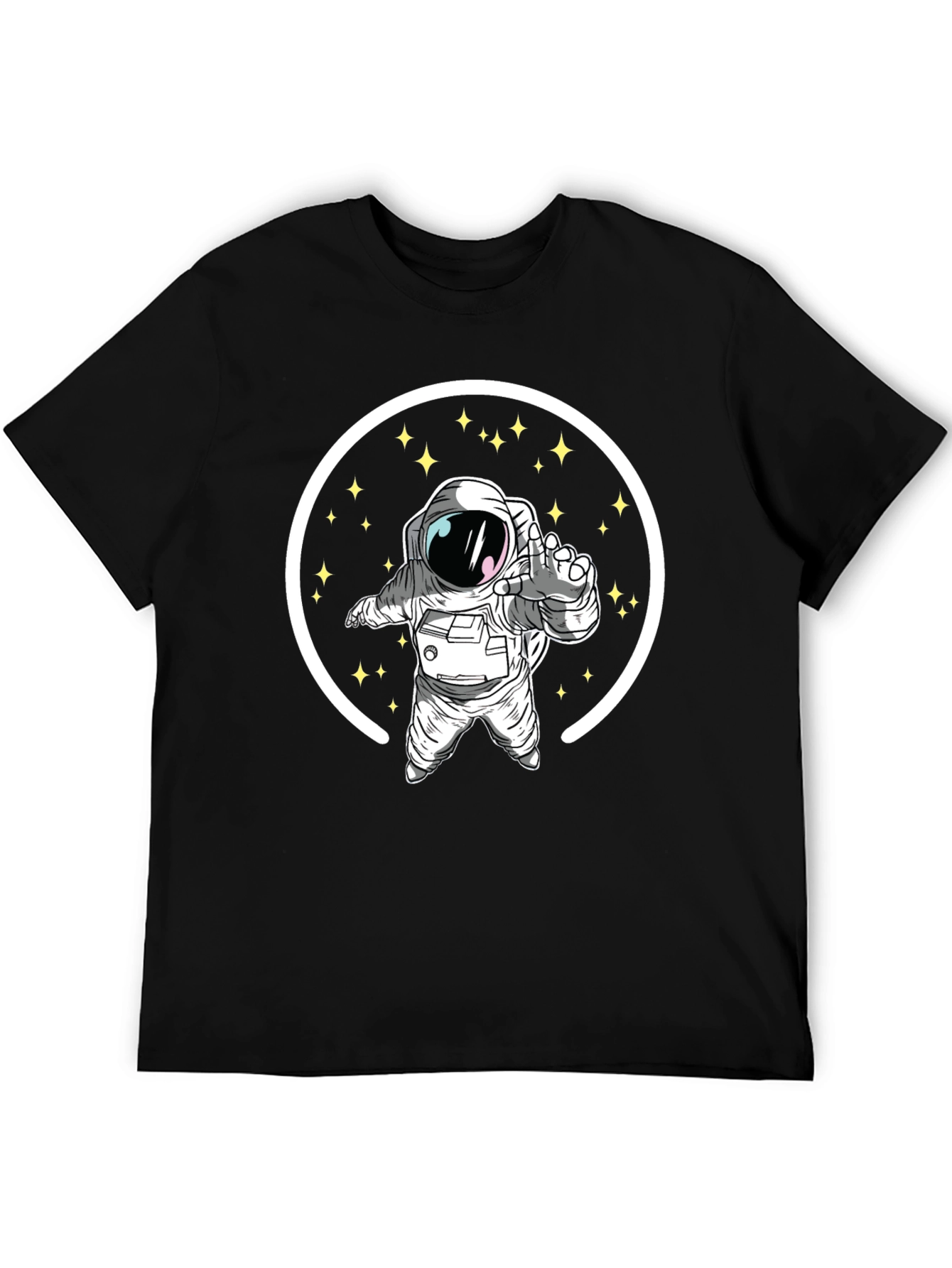 Astronaut in Space Black Graphic T-Shirt