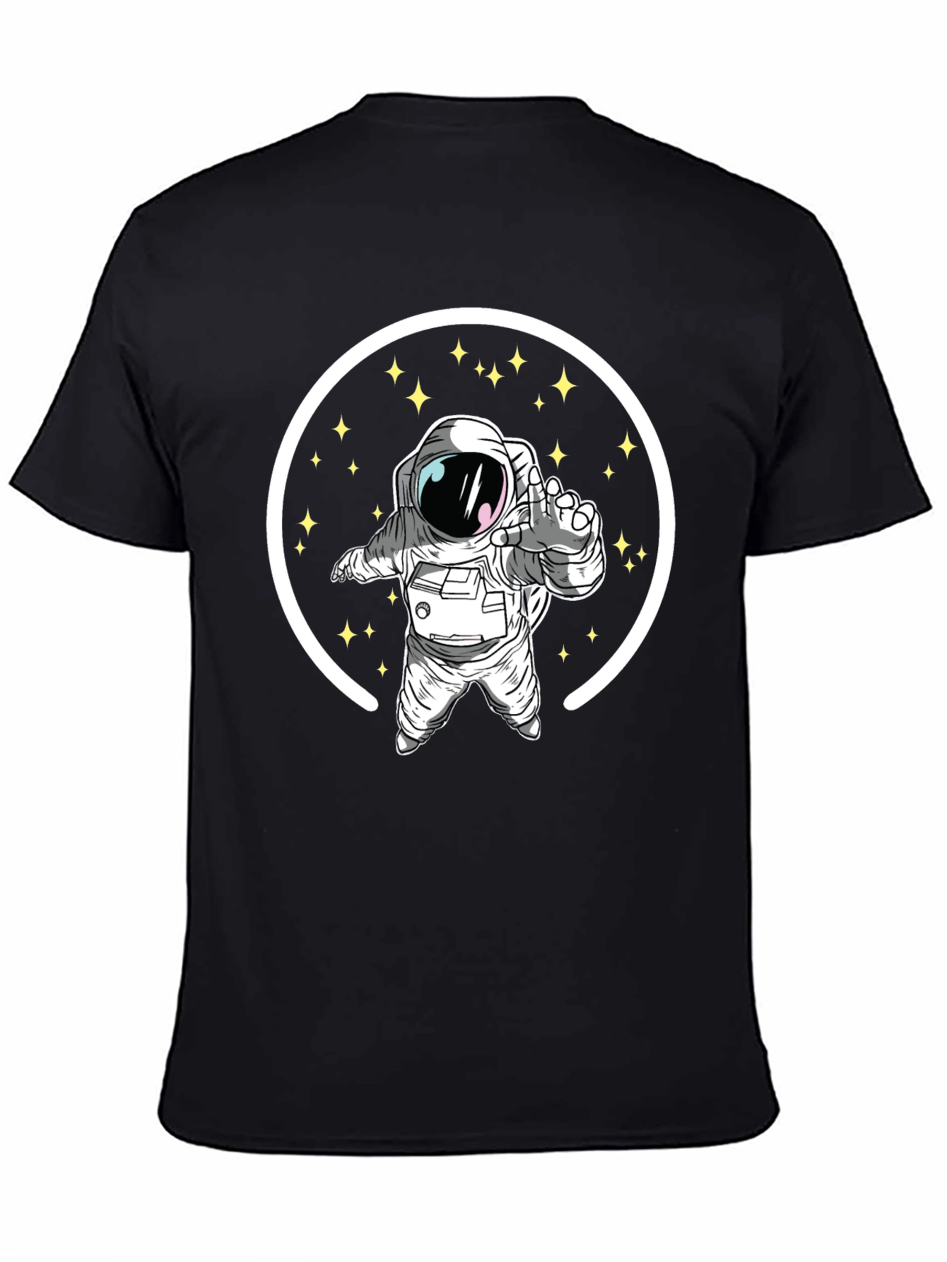 Astronaut in Space Black Graphic T-Shirt