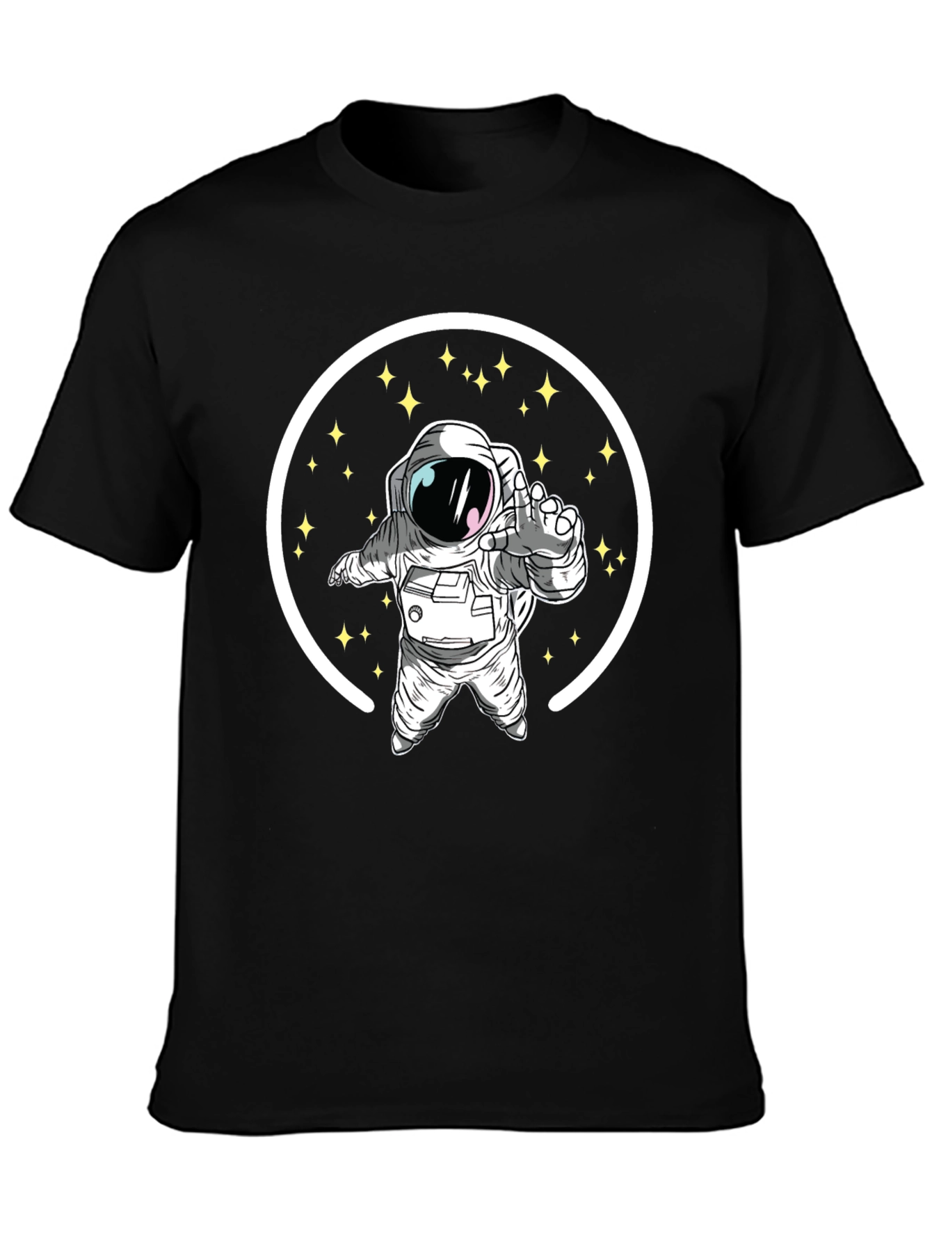Astronaut in Space Black Graphic T-Shirt