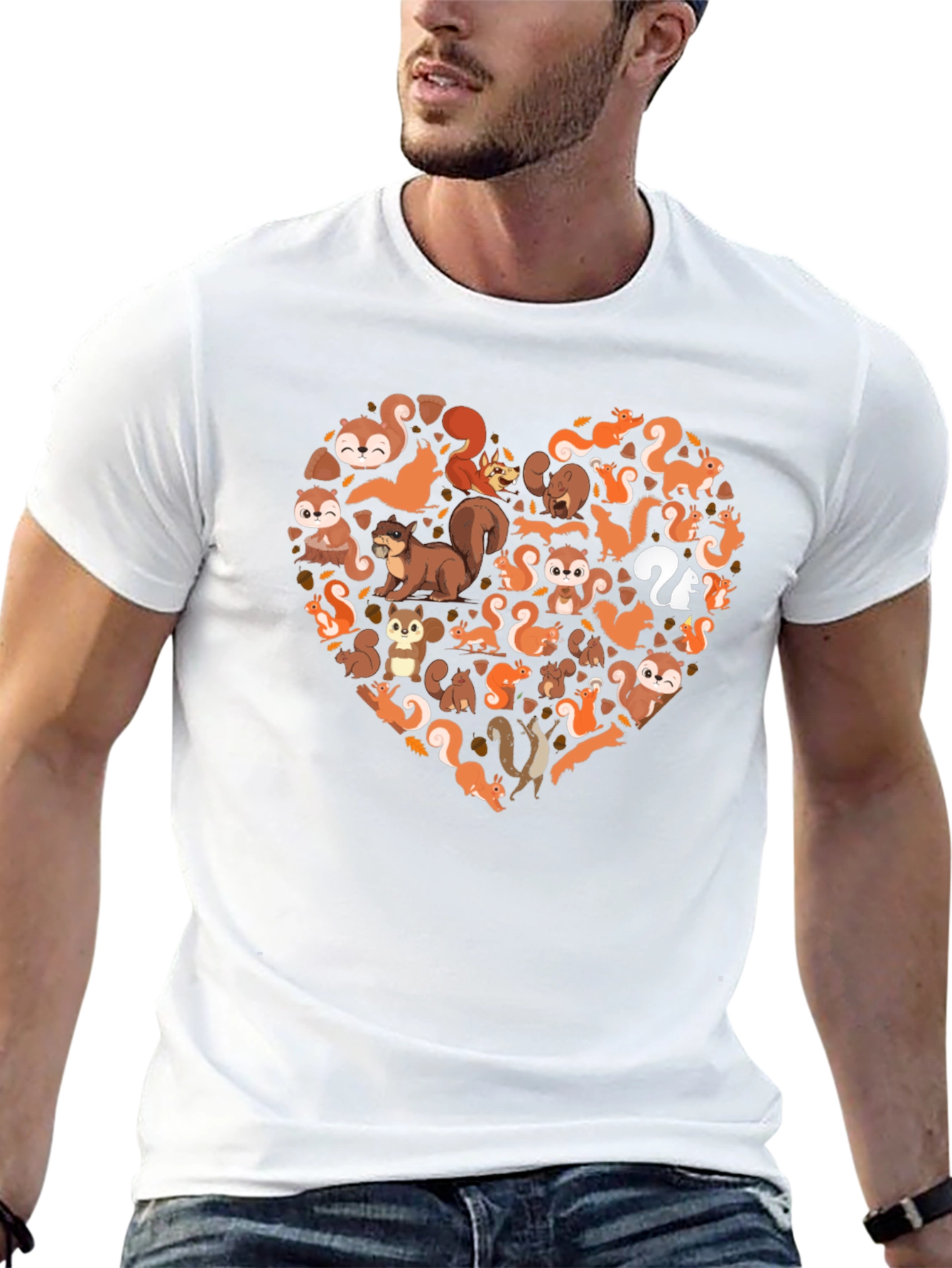 Squirrel Love Heart Black T-Shirt