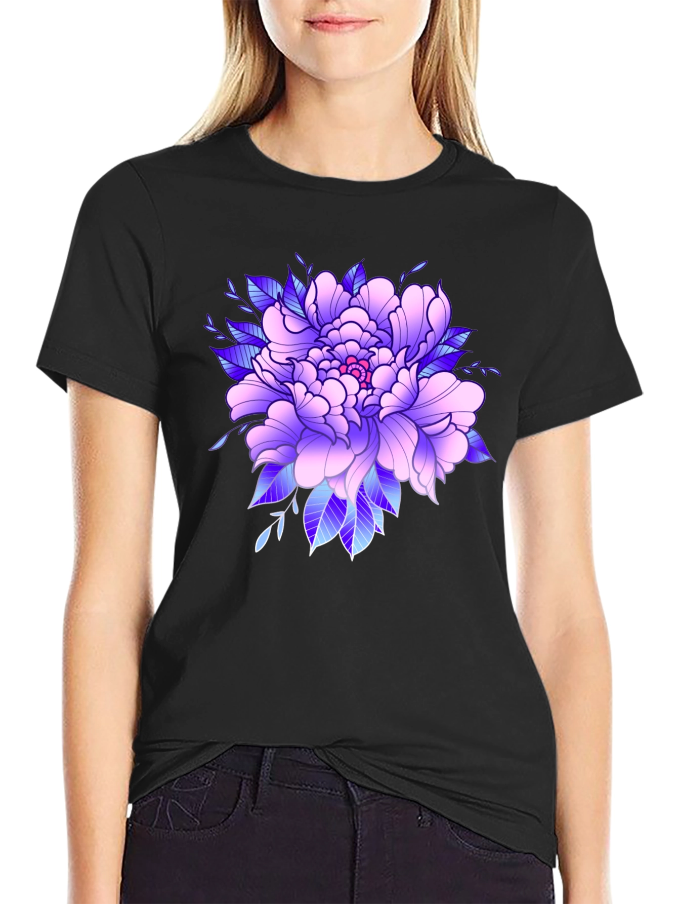 Floral Graphic Black T-Shirt