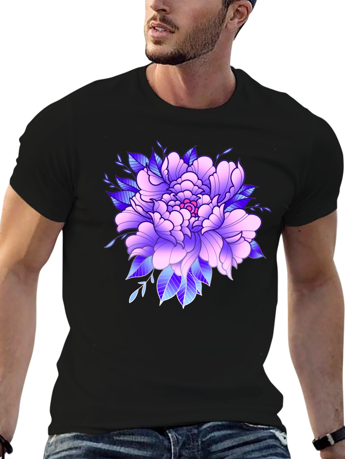 Floral Graphic Black T-Shirt