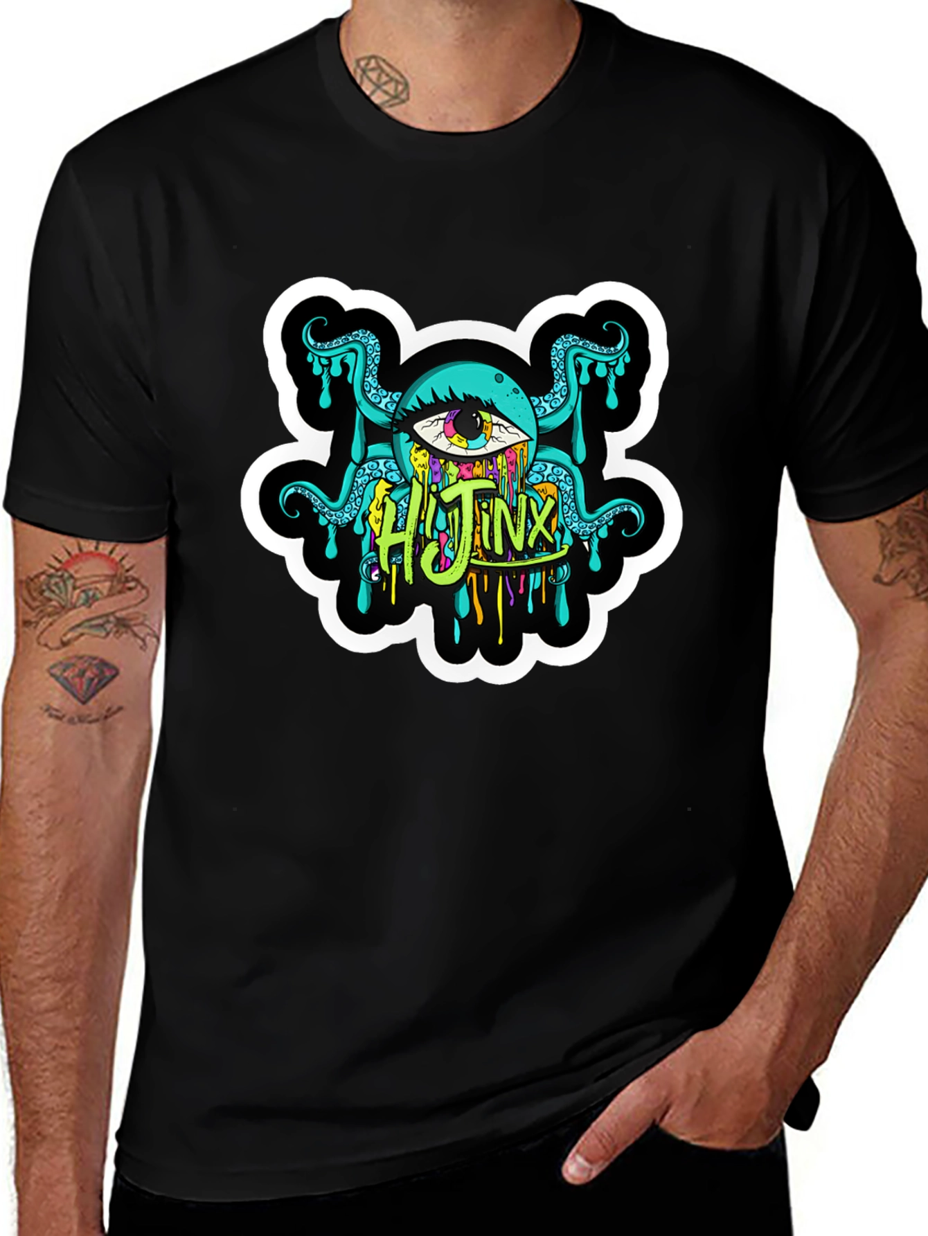 Mens Black Hijinx Graphic Tee - Unique Design