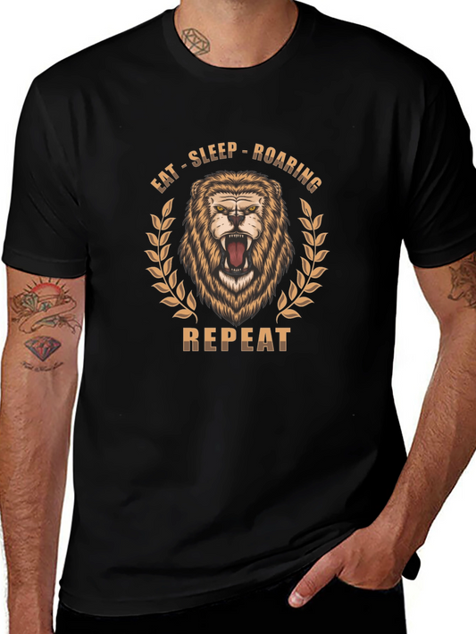 Lion Roar Graphic Print Black T-Shirt