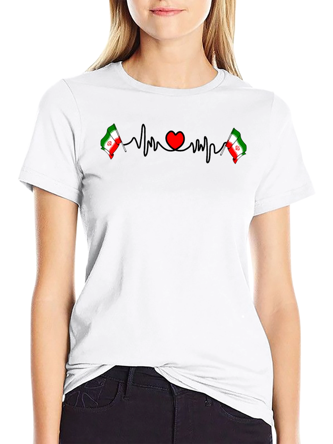 Iran Flag Heartbeat T-Shirt
