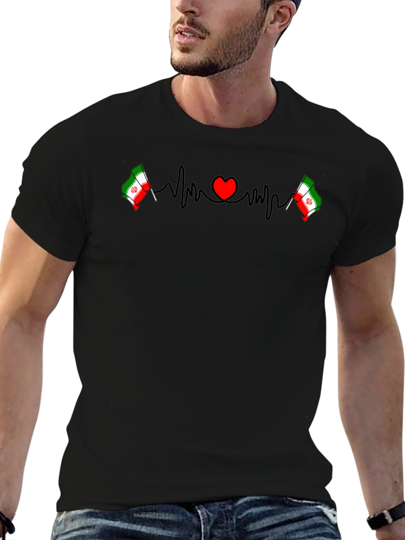 Iran Flag Heartbeat T-Shirt