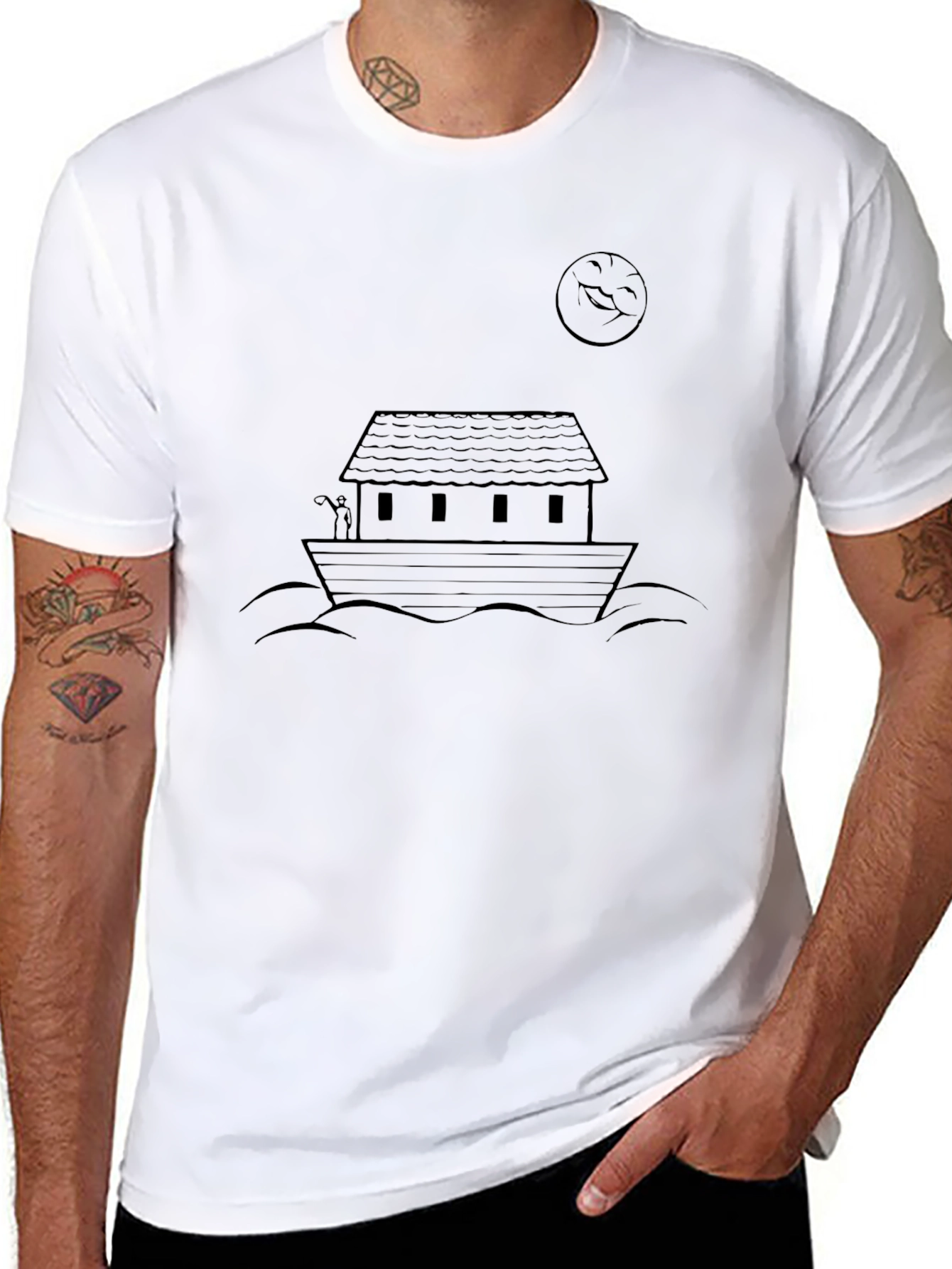 Noahs Ark Graphic Tee - Black Cotton Comfort