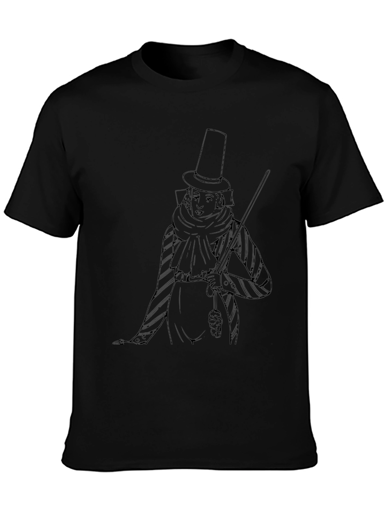 Mens Black T-Shirt with Victorian Gentleman Design