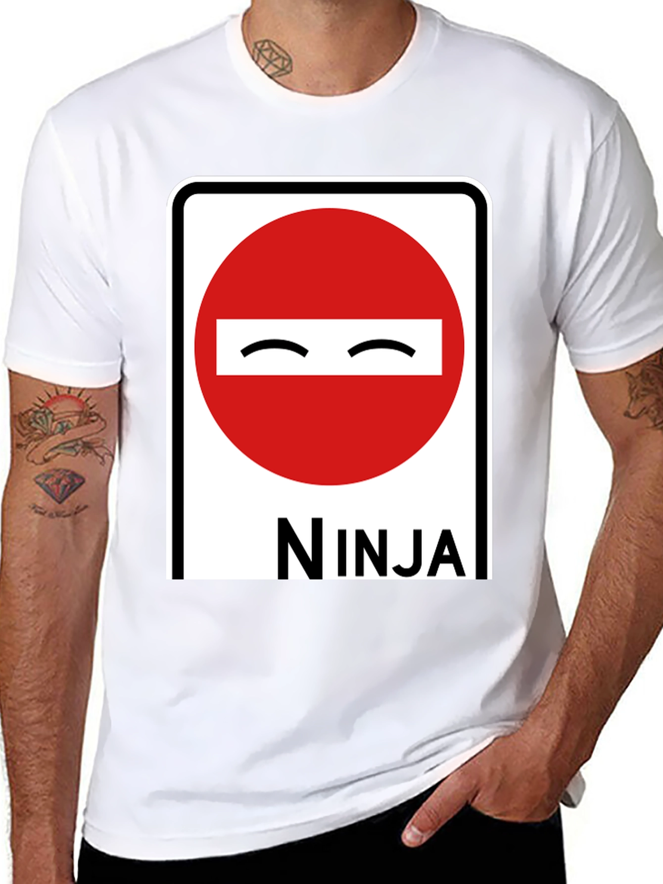 Ninja Road Sign Graphic T-Shirt
