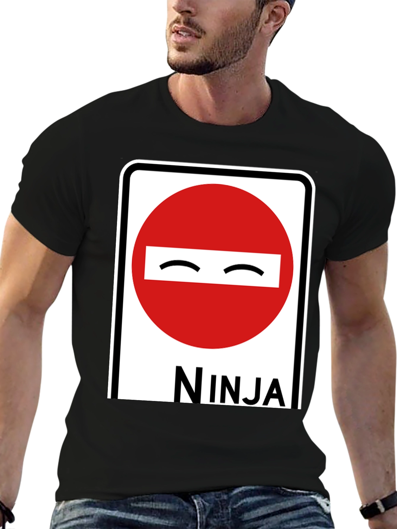 Ninja Road Sign Graphic T-Shirt