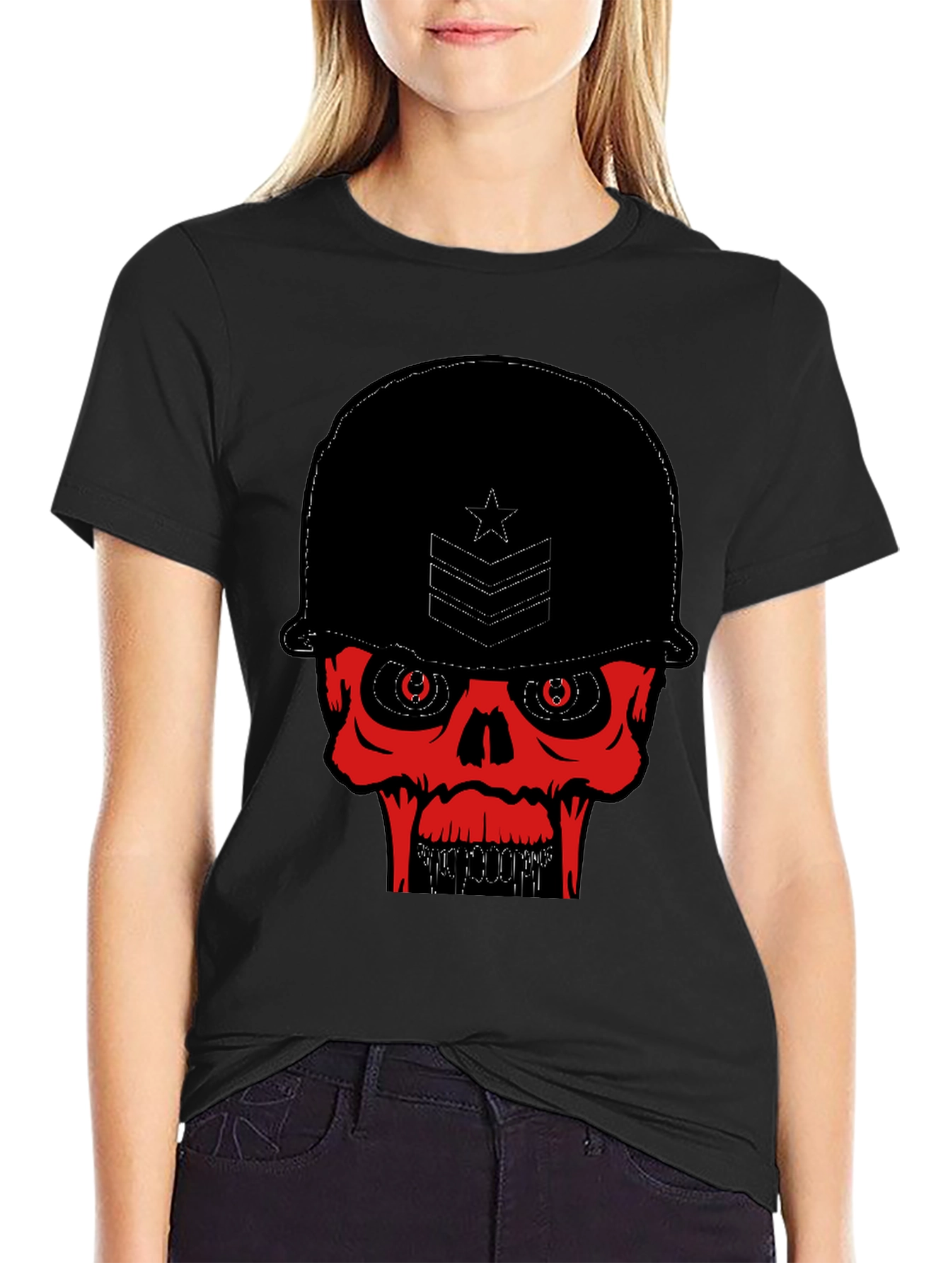 Skull Soldier Graphic Tee - Black
